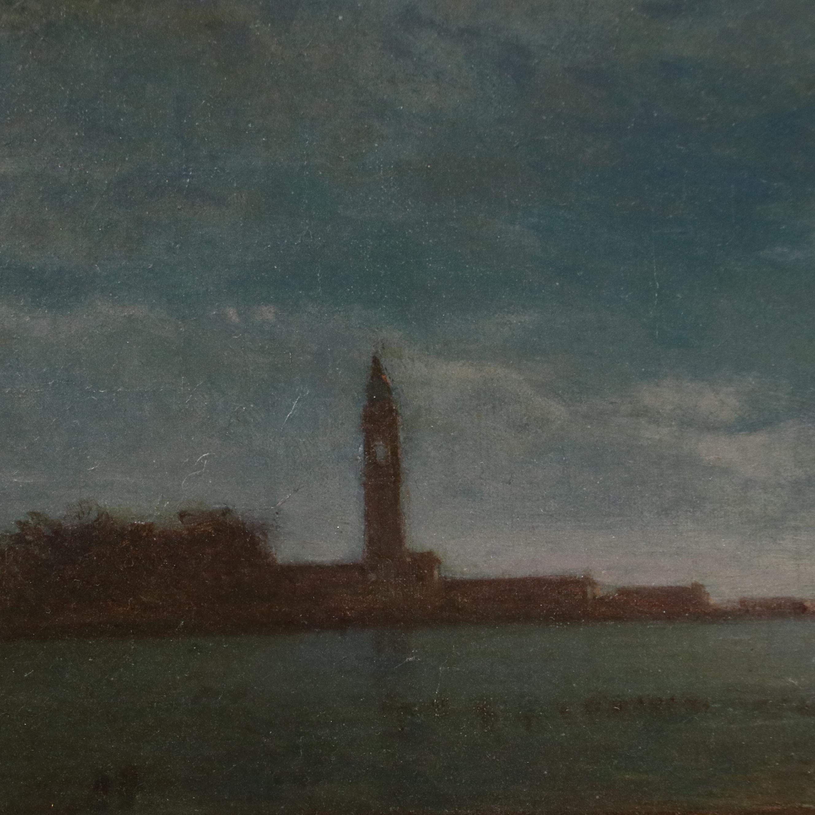 Amédée Rosier "Venice Lagoon by Moonlight," Mid–Late 19th Century