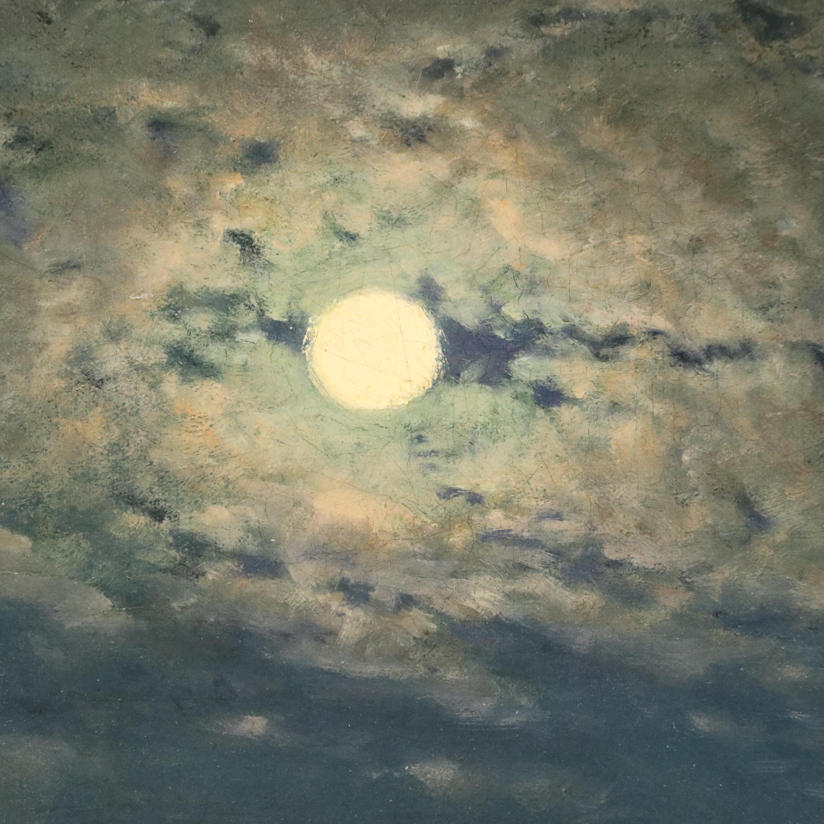 Amédée Rosier "Venice Lagoon by Moonlight," Mid–Late 19th Century