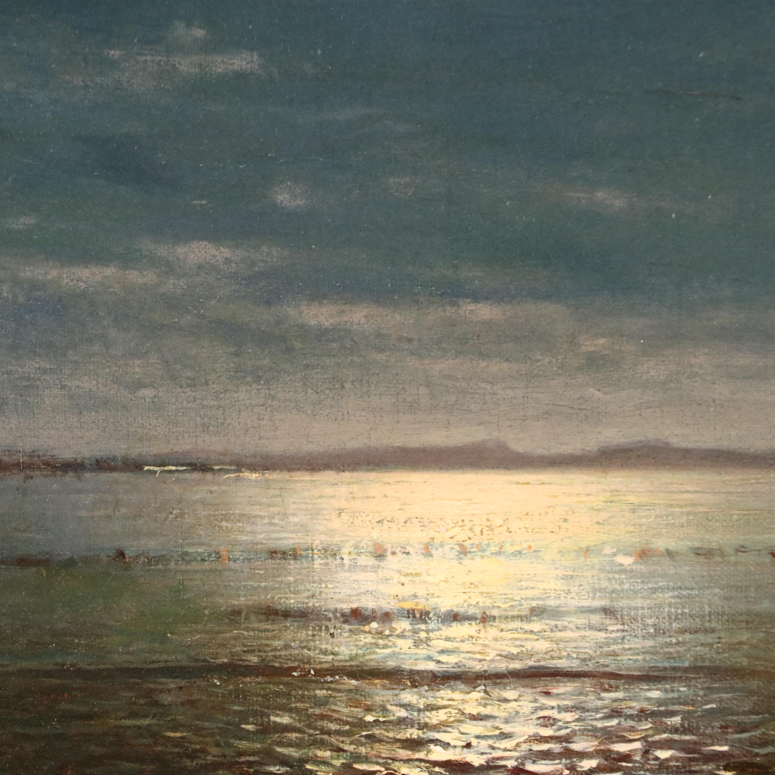 Amédée Rosier "Venice Lagoon by Moonlight," Mid–Late 19th Century
