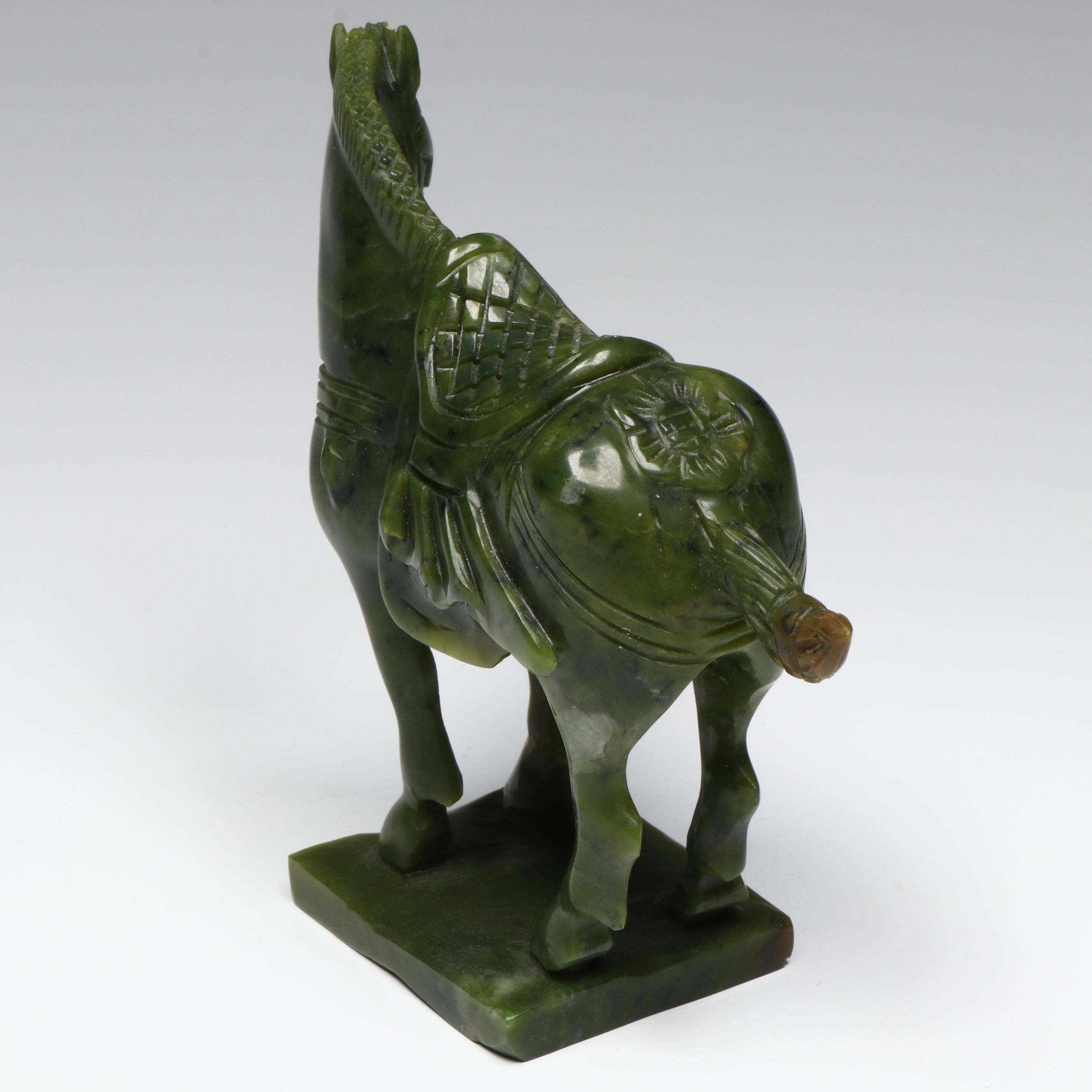 Chinese Hand-Carved Soapstone Tang Dynasty Style War Horse
