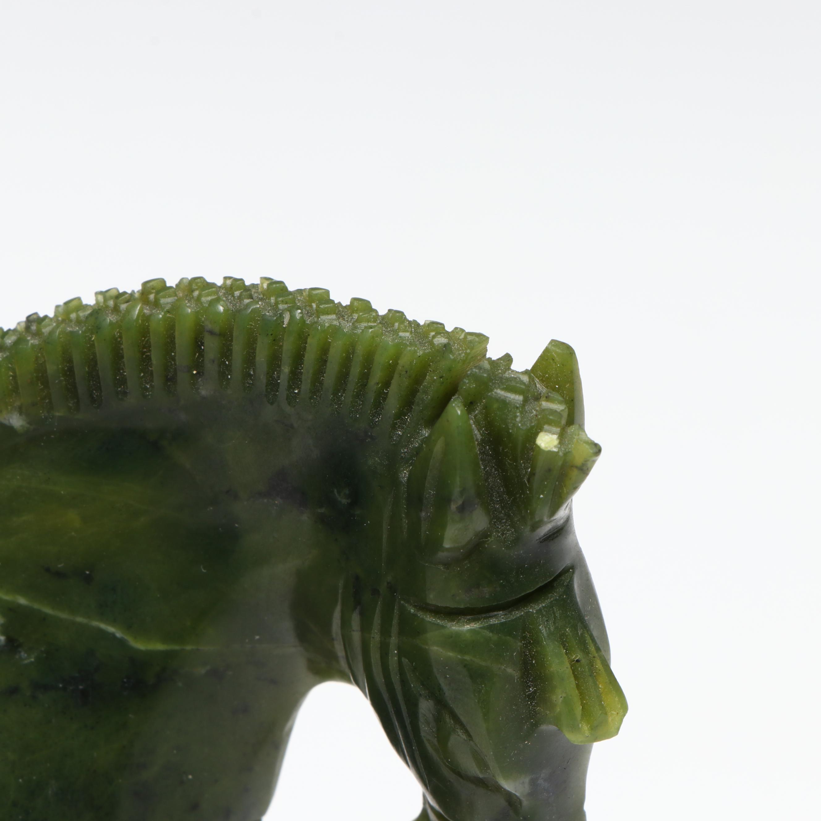 Chinese Hand-Carved Soapstone Tang Dynasty Style War Horse