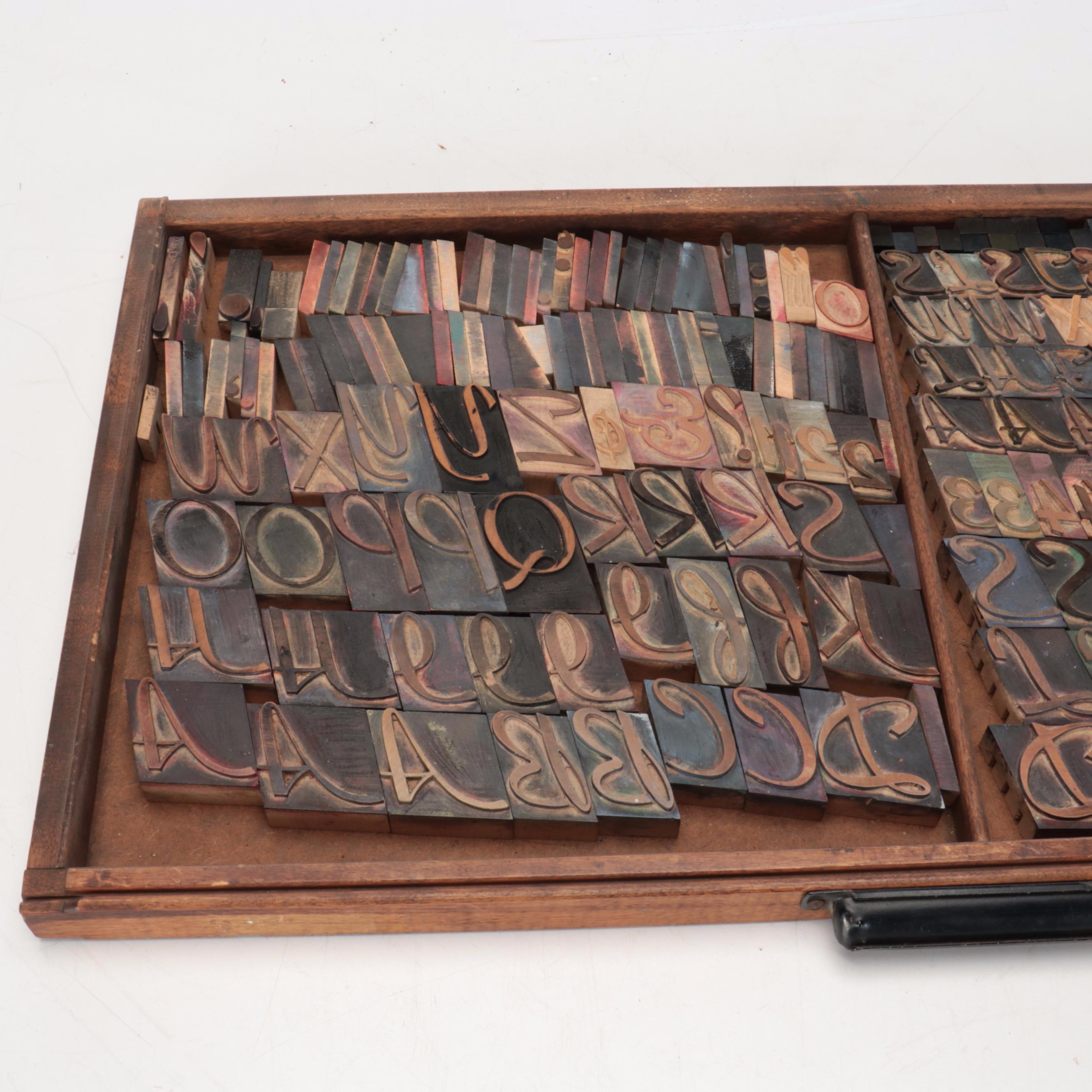 Wood Printing Blocks and Storage Tray