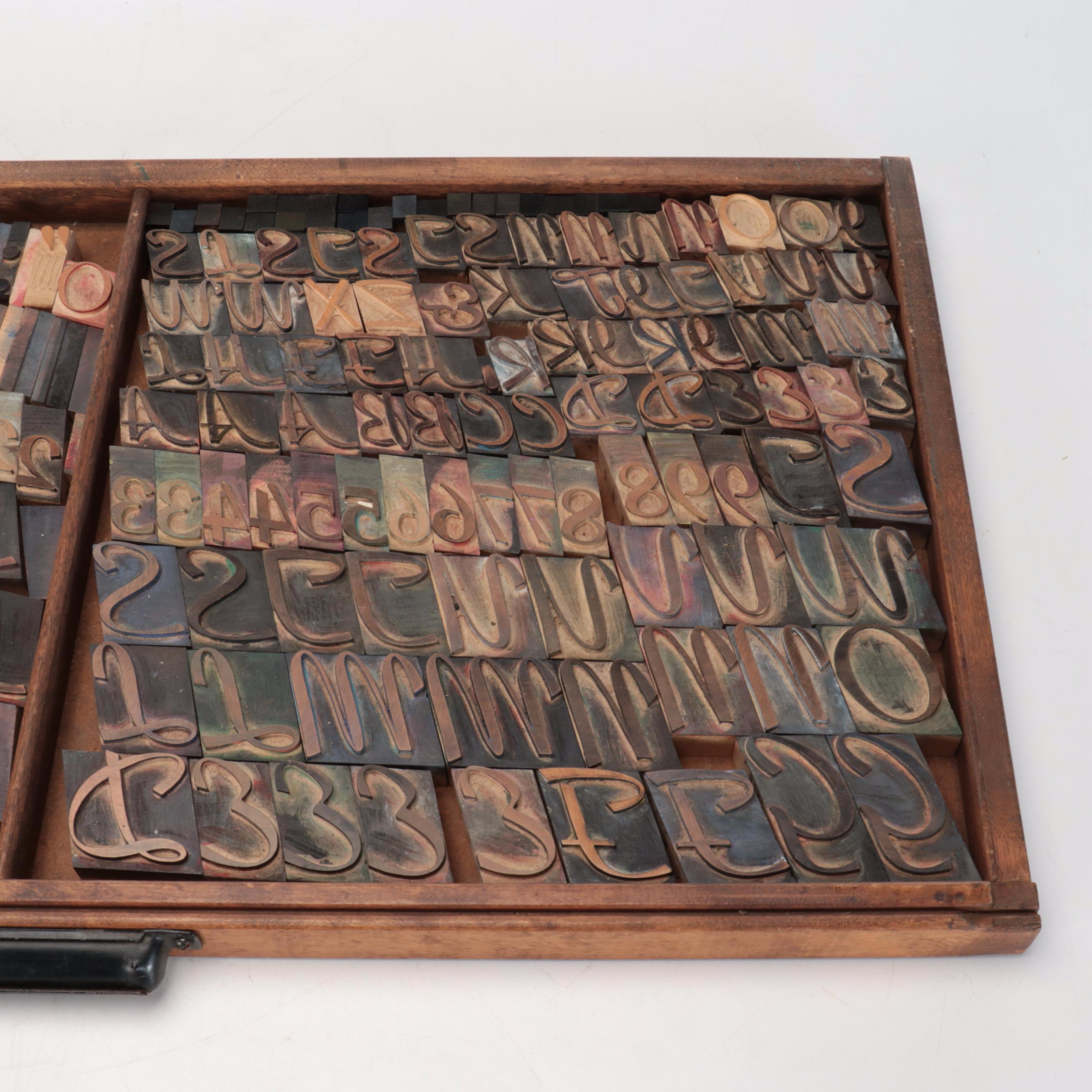 Wood Printing Blocks and Storage Tray