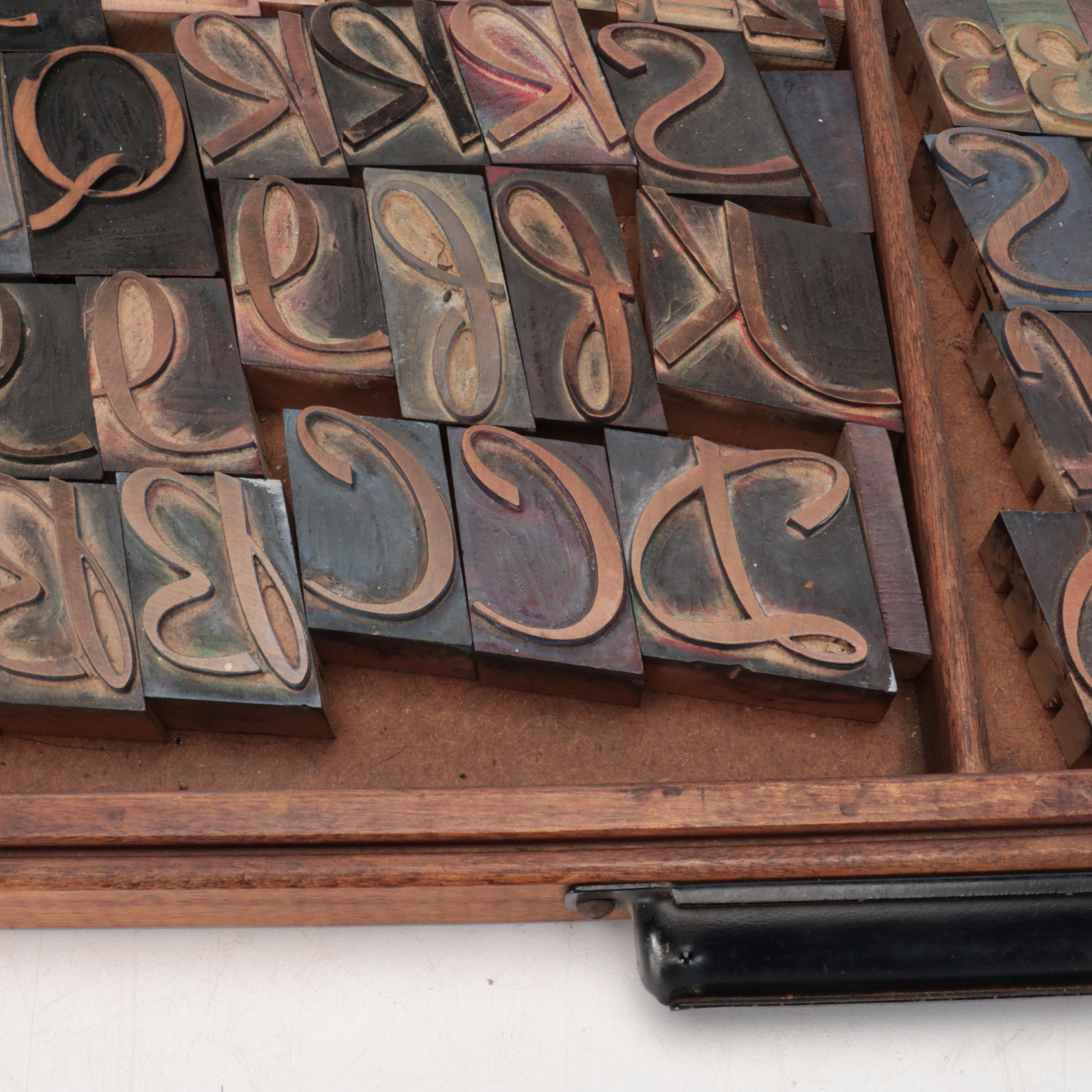Wood Printing Blocks and Storage Tray