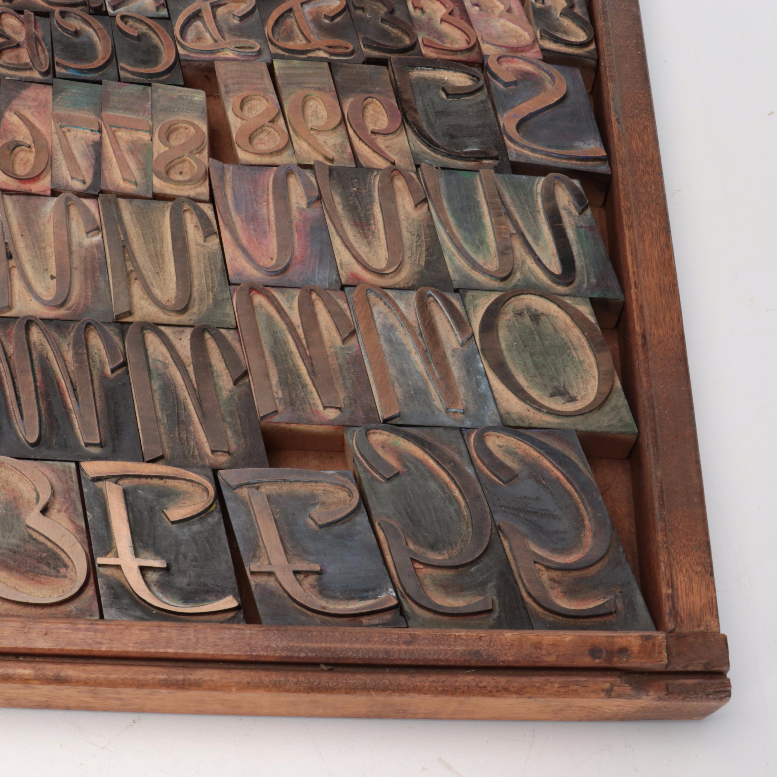 Wood Printing Blocks and Storage Tray