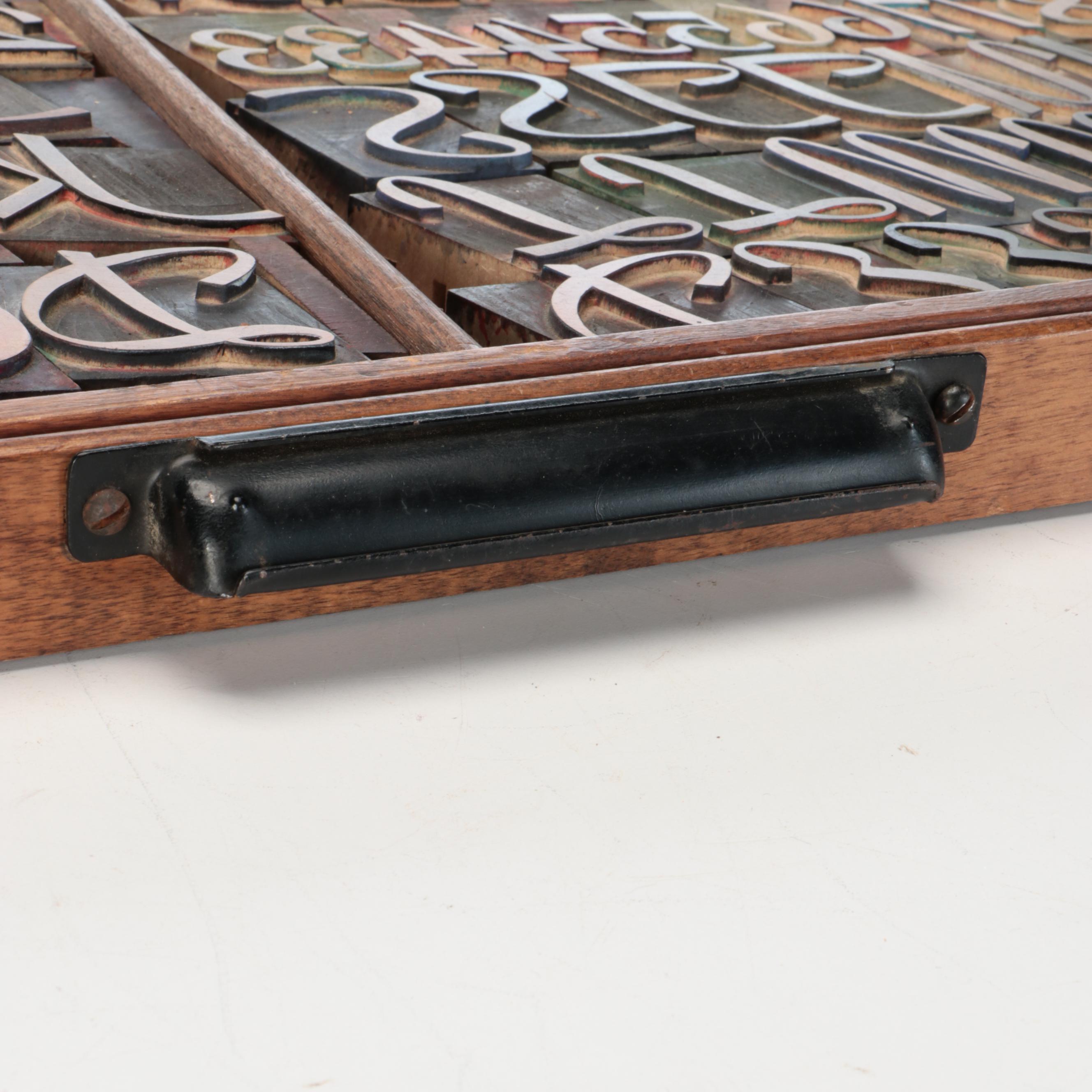Wood Printing Blocks and Storage Tray