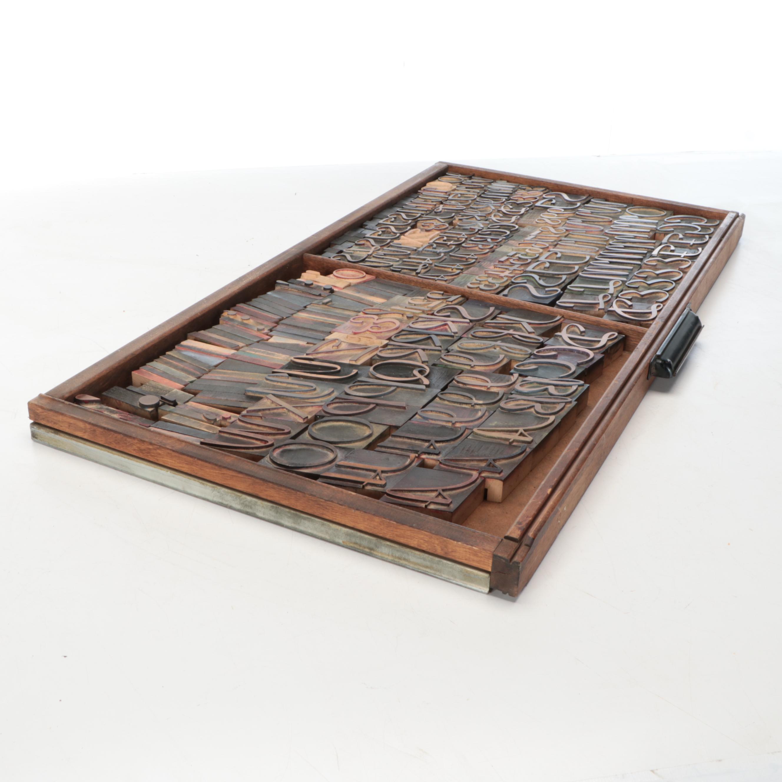 Wood Printing Blocks and Storage Tray