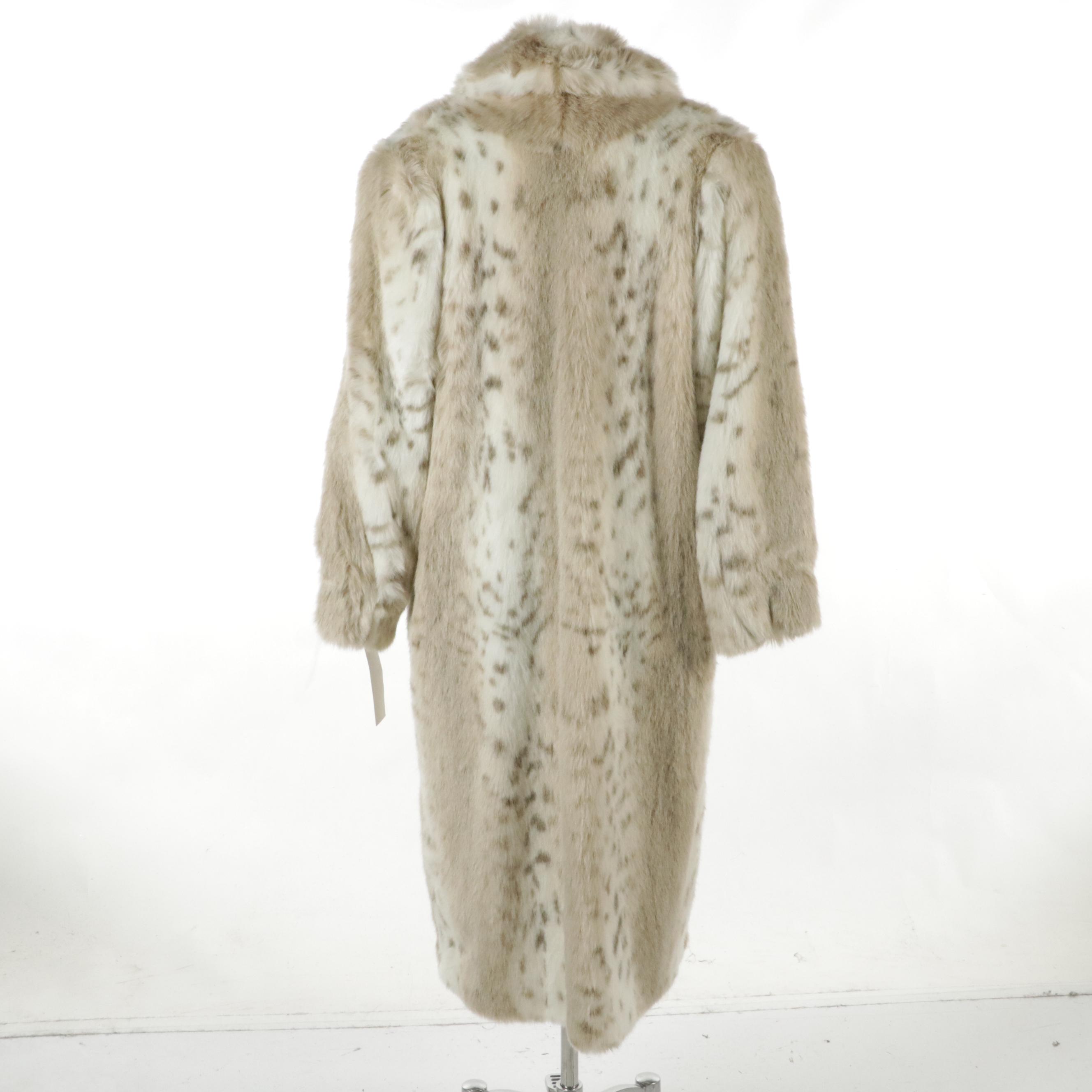 Donna Salyers Fabulous Furs Faux Lynx Fur Long Coat, With Tags