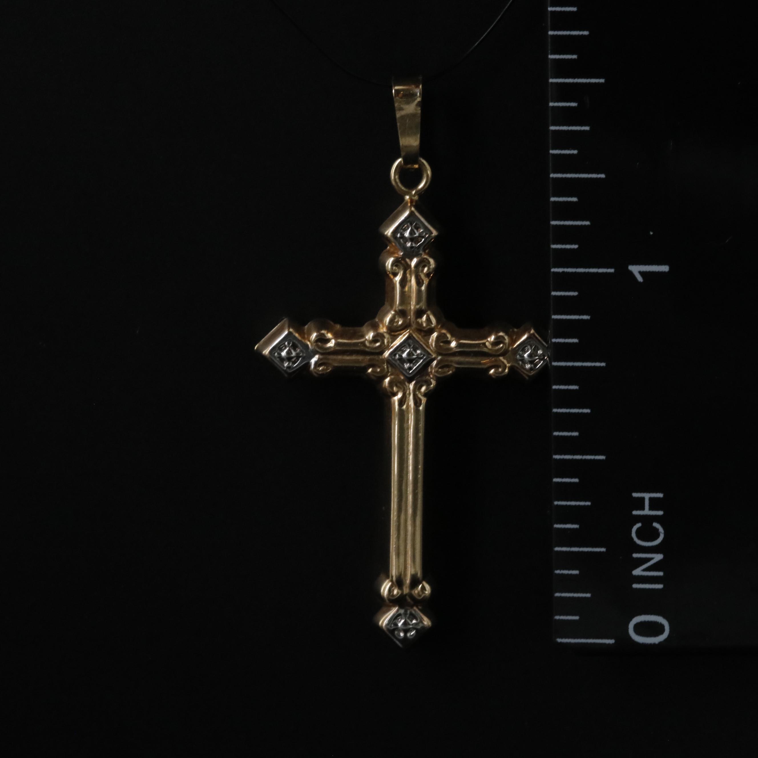 14K Two-Tone Cross Pendant