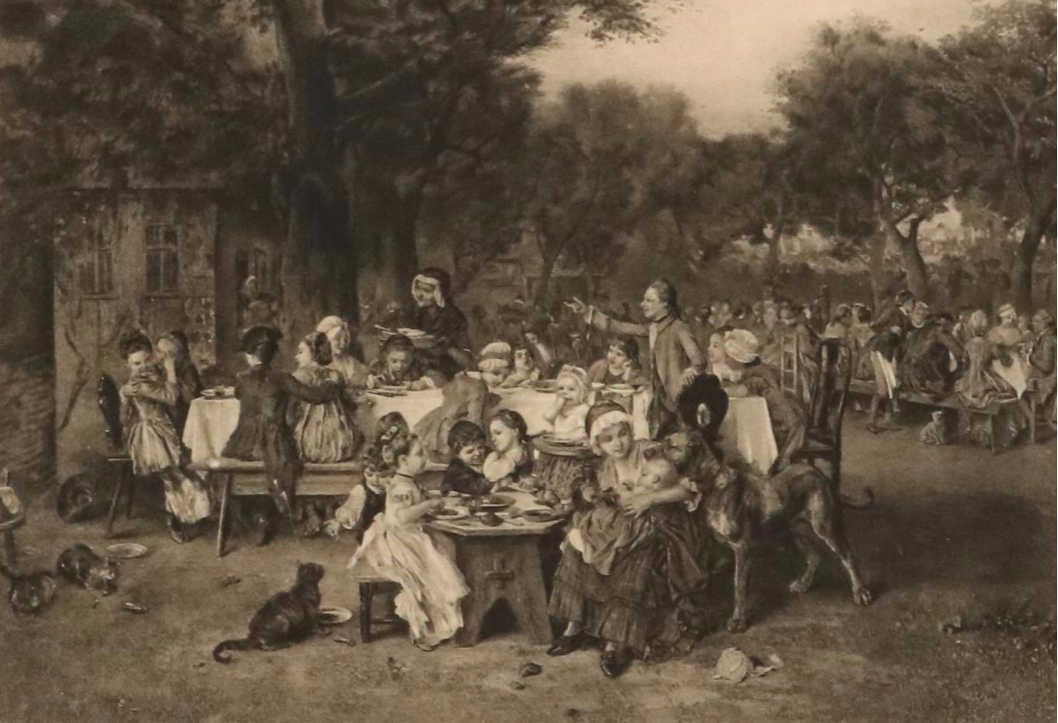 After Ludwig Knaus Photogravure "Kinderfest," Late 19th C.