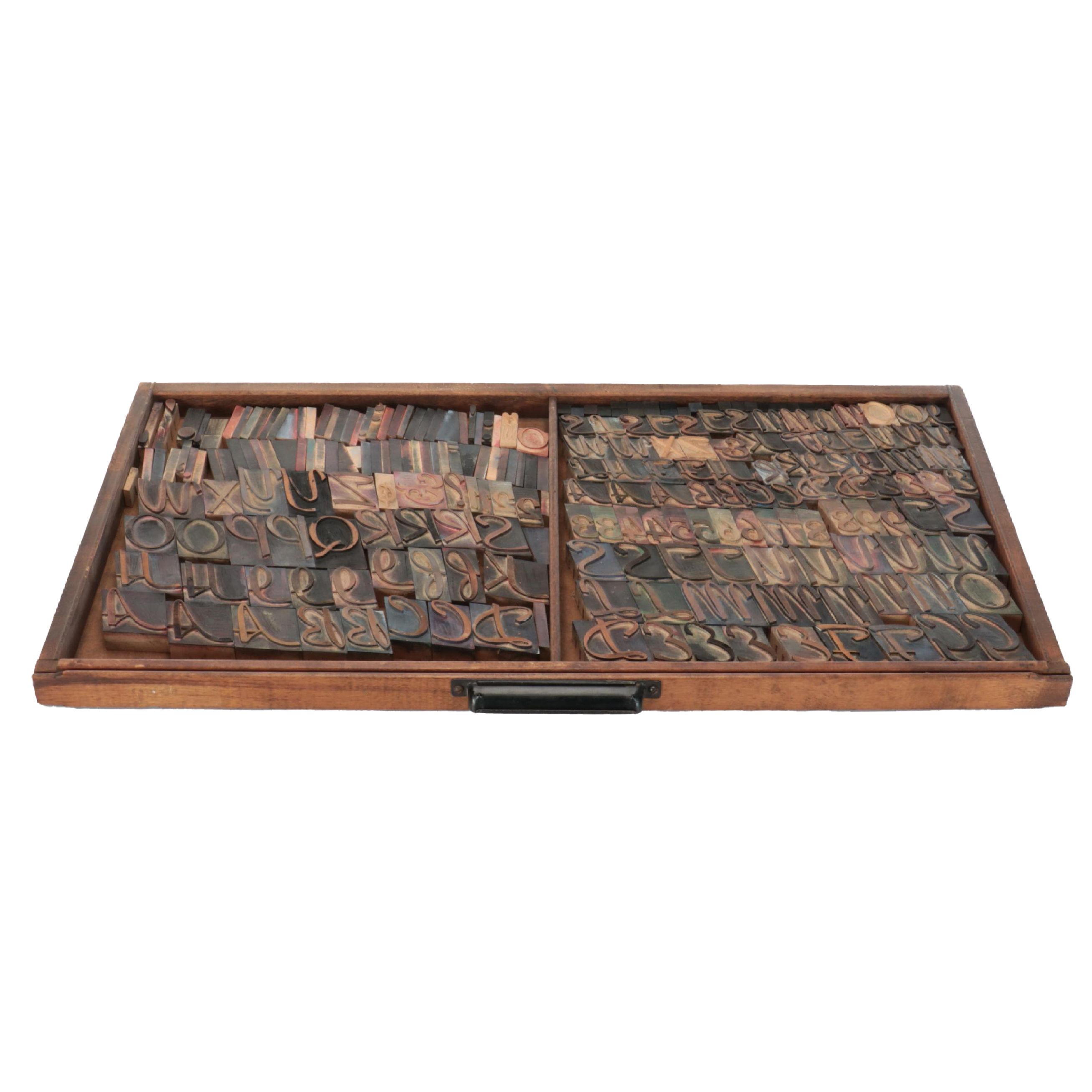Wood Printing Blocks and Storage Tray