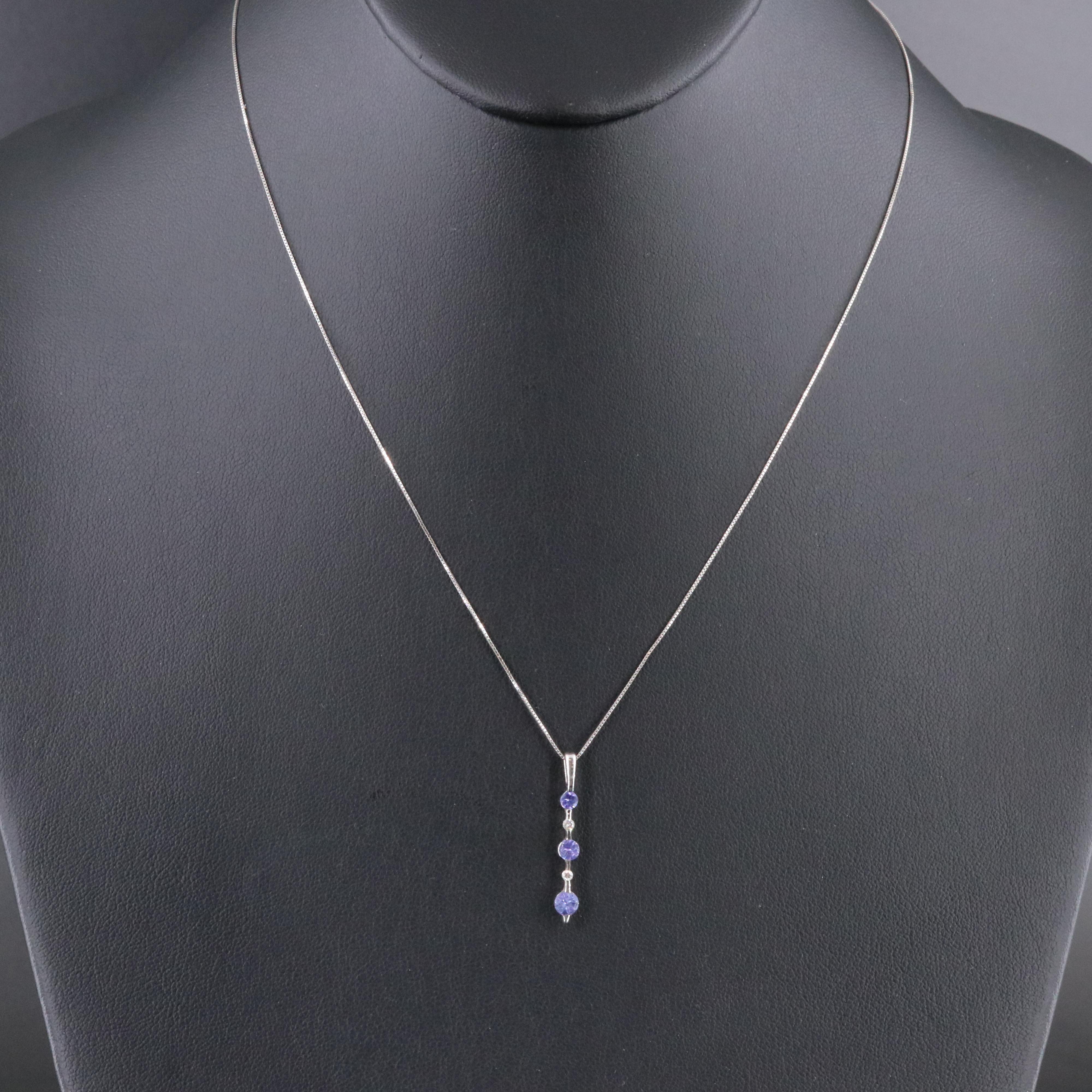 14K Tanzanite and Diamond Pendant Necklace