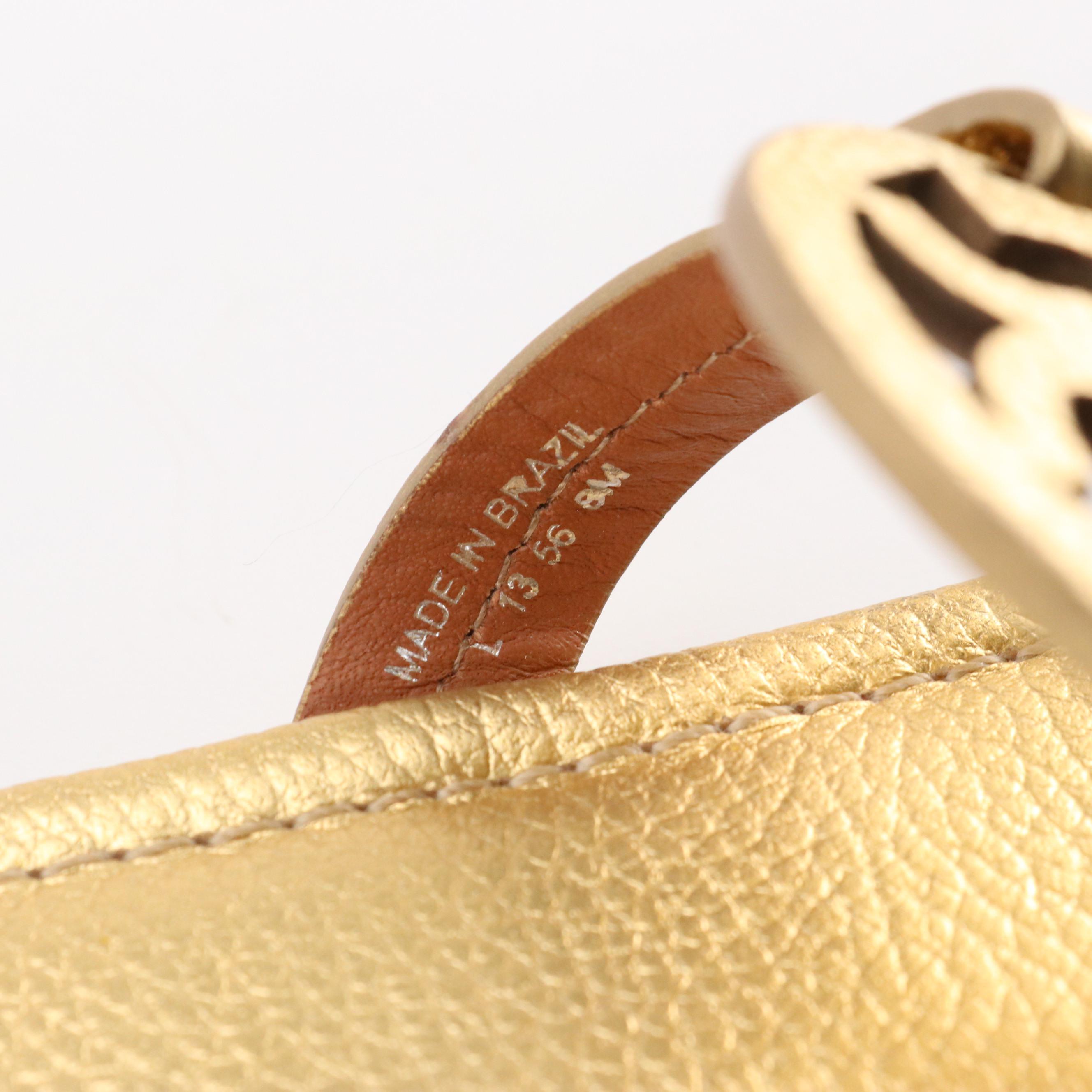 Tory Burch Metallic Gold & Orange Patent Leather Miller Sandals, Pink Flip-Flops