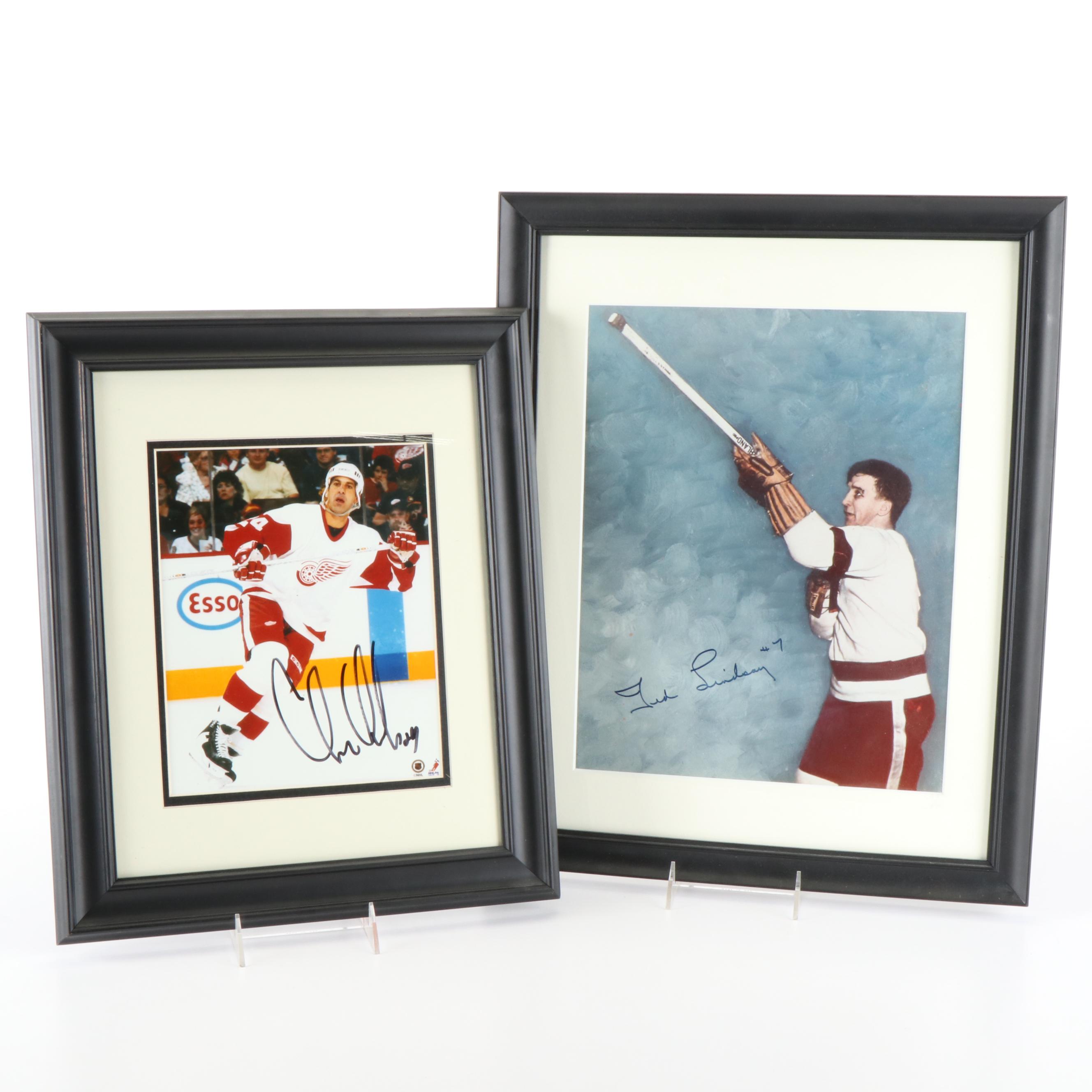 Ted Lindsay and Chris Chelios Signed and Framed Prints, Red Wings