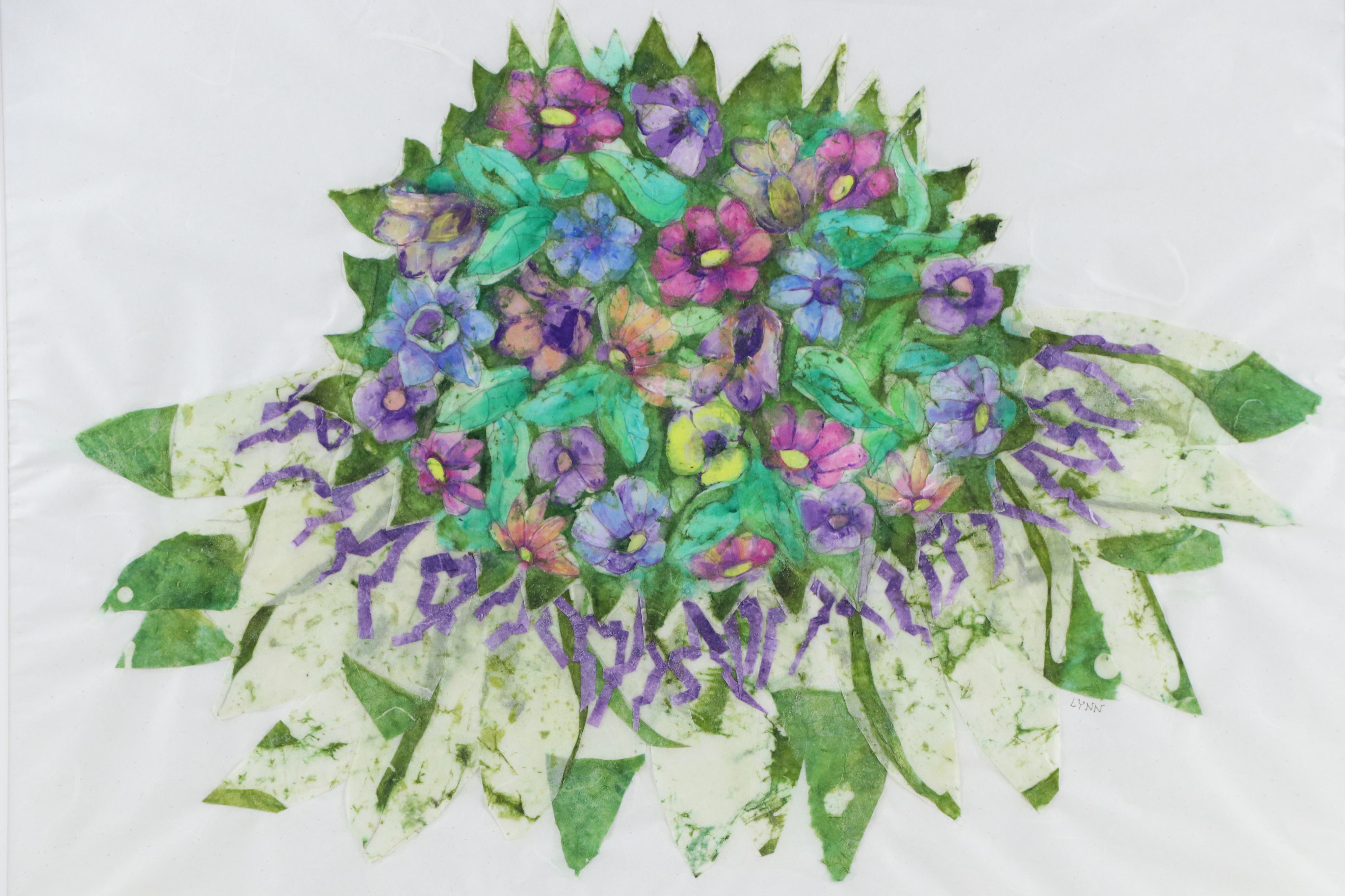 Lynn Elzey Batik Assemblage "Seasons: Flower Power," 21st C.