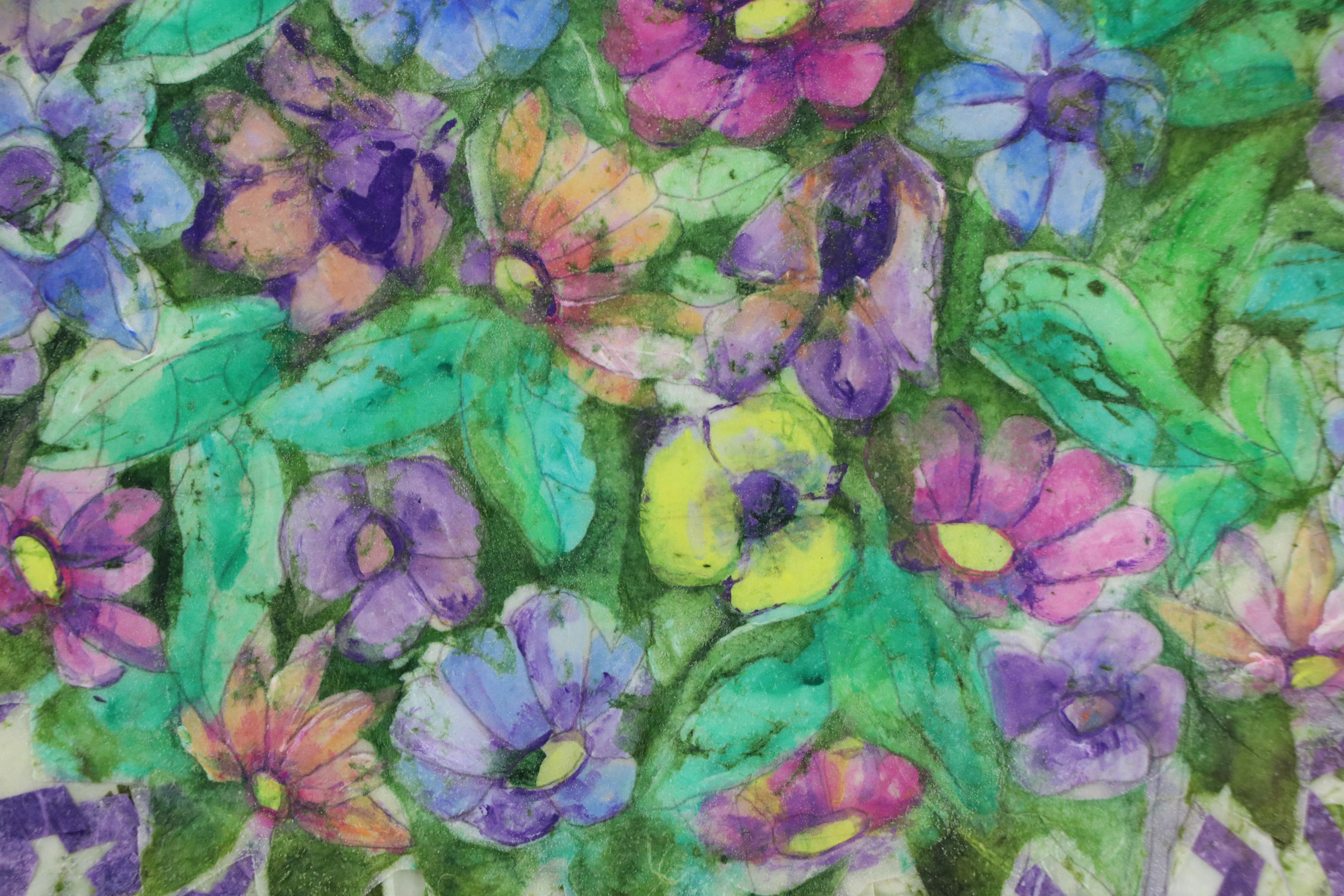 Lynn Elzey Batik Assemblage "Seasons: Flower Power," 21st C.