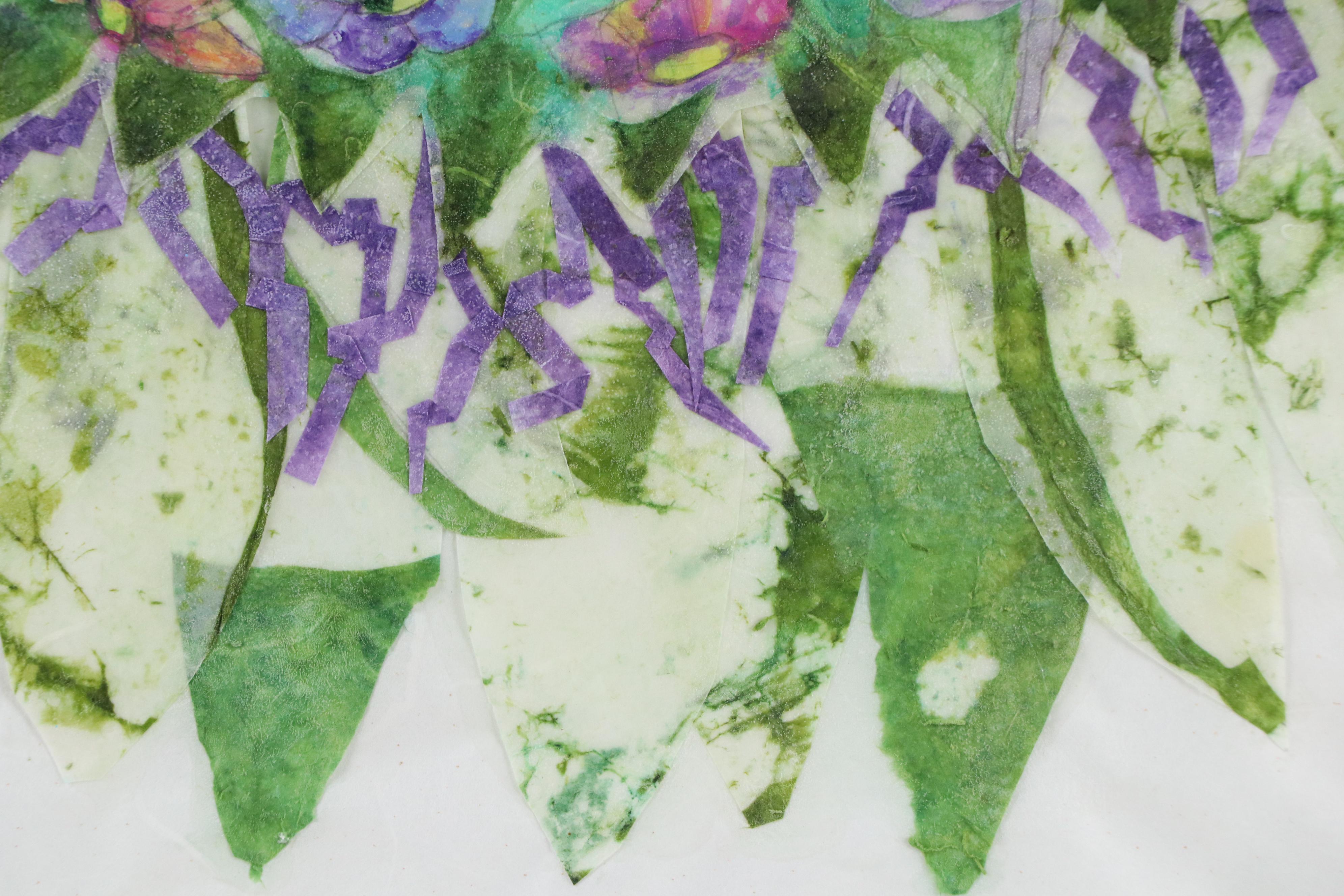 Lynn Elzey Batik Assemblage "Seasons: Flower Power," 21st C.