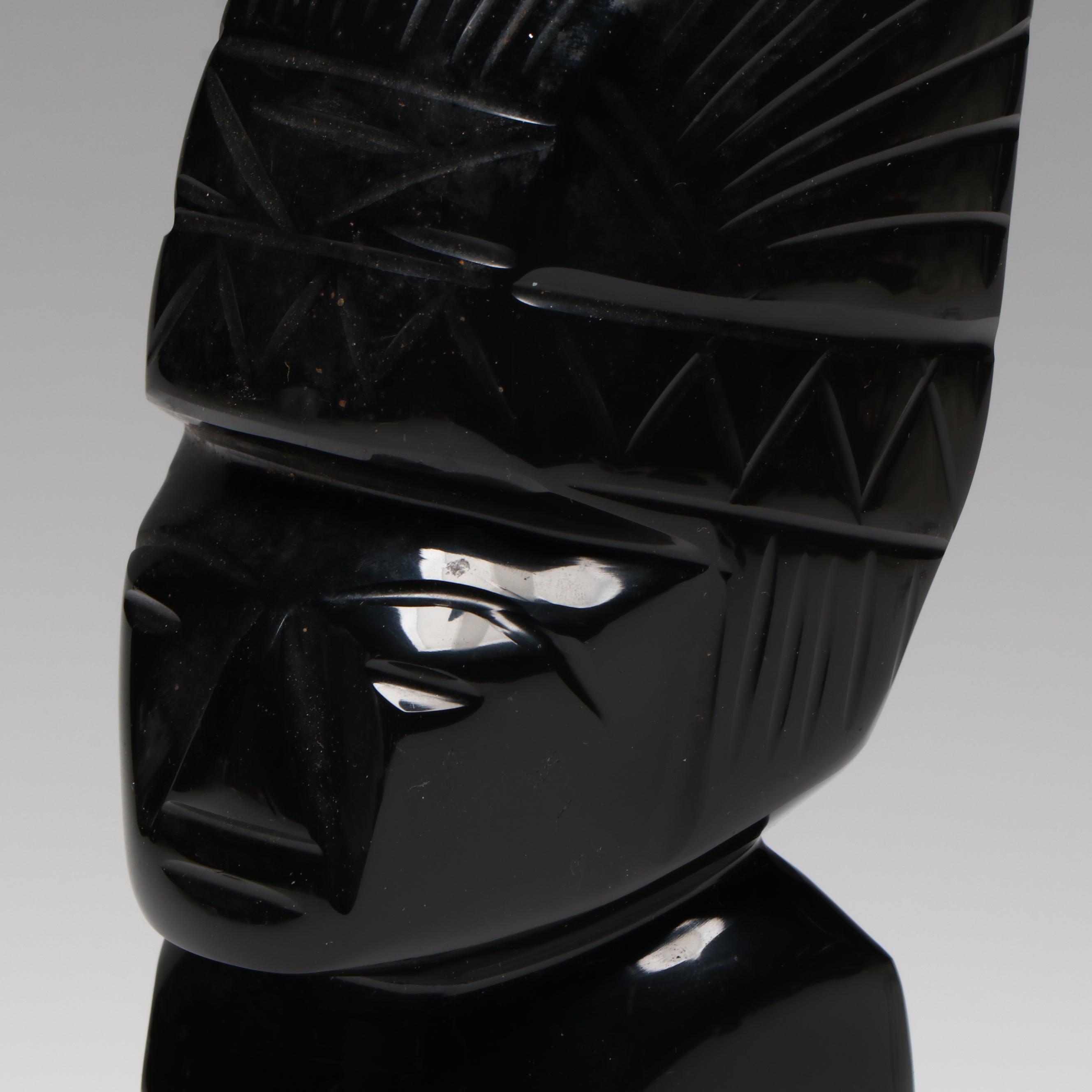 Mesoamerican Style Carved Obsidian Figure
