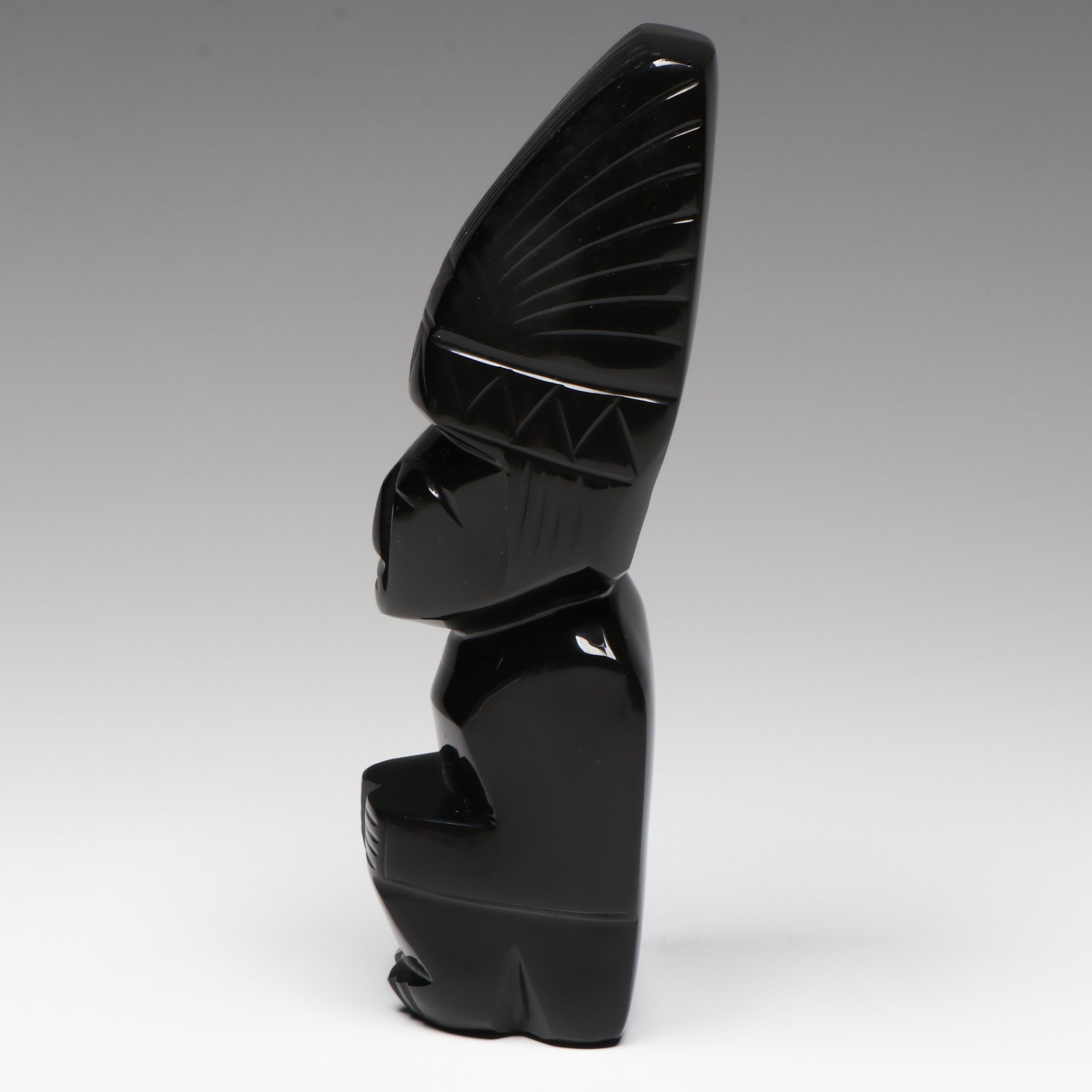 Mesoamerican Style Carved Obsidian Figure