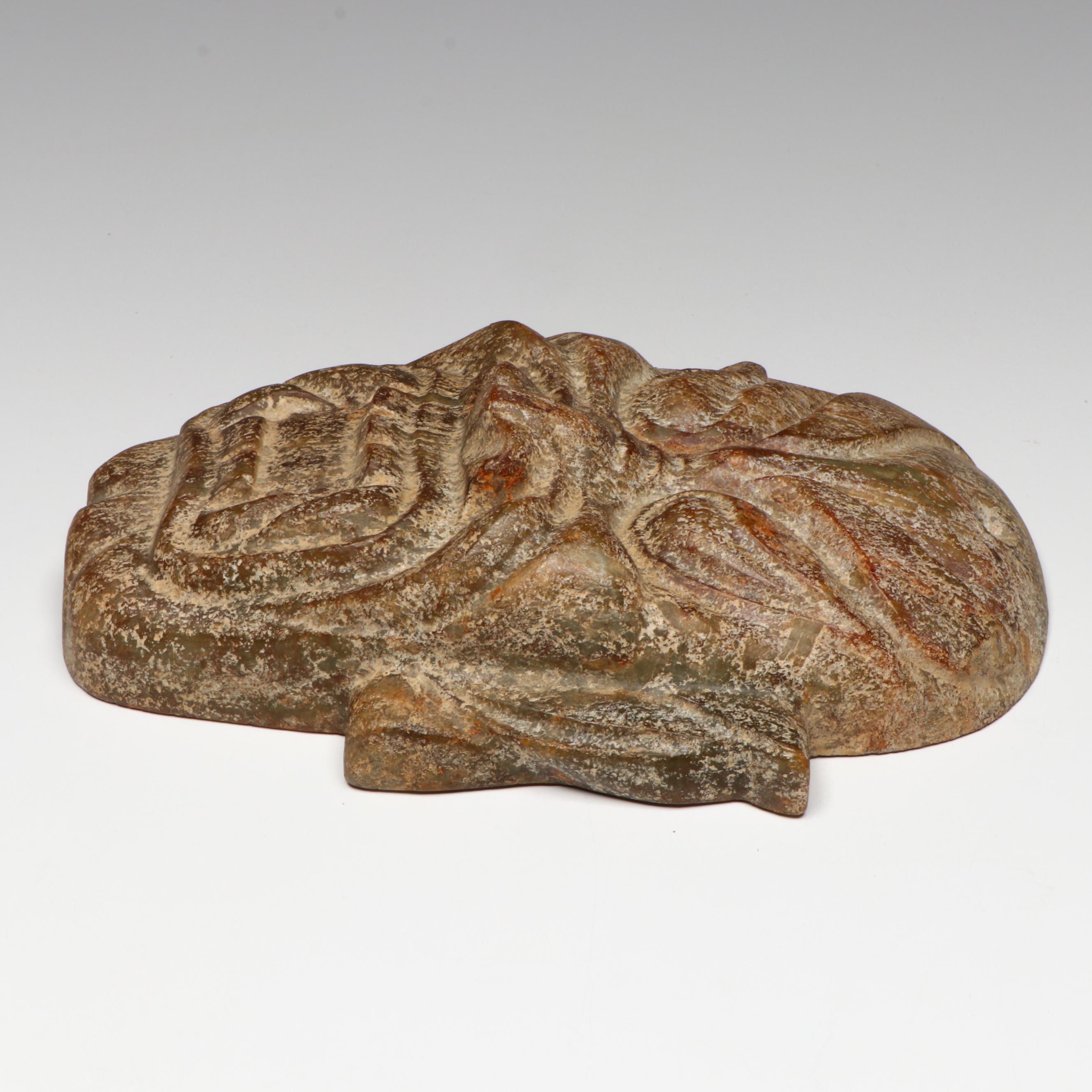 Japanese Style Hand-Carved Serpentine Oni Mask