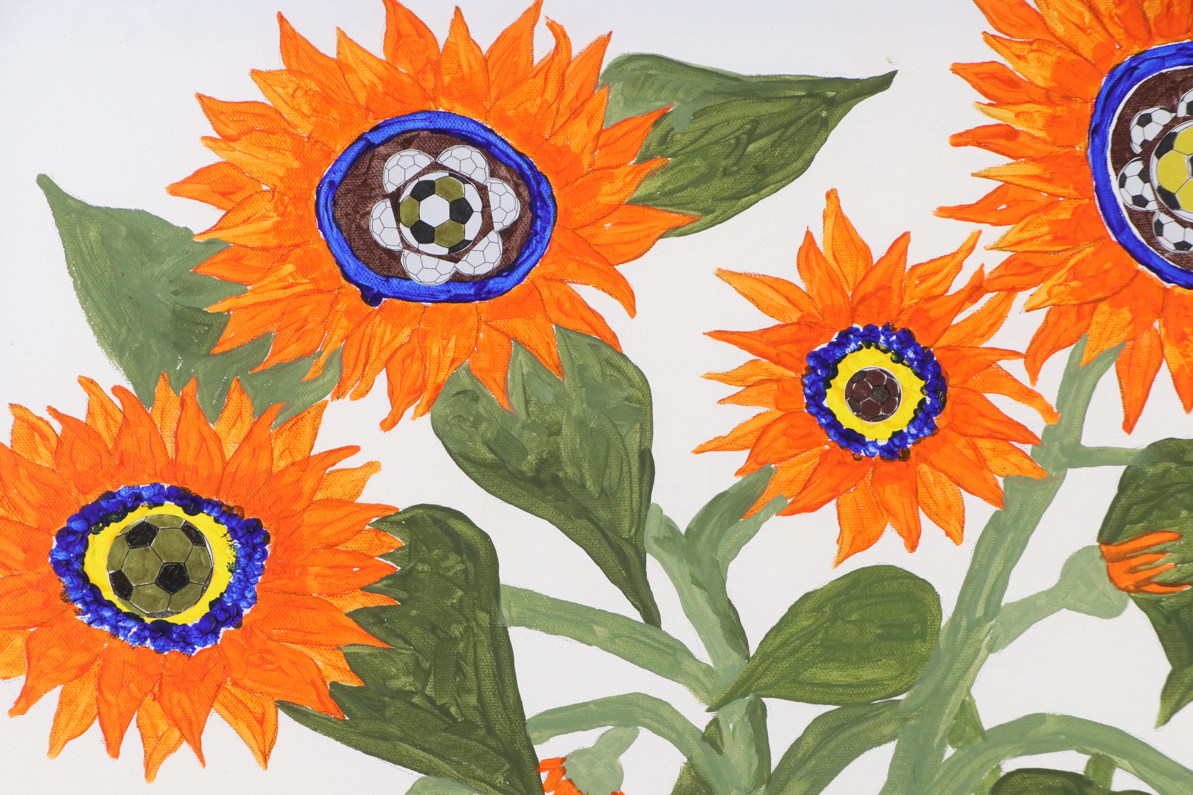 Lynn Elzey Still Life Mixed Media Painting of FC Cincinnati Themed Bouquet