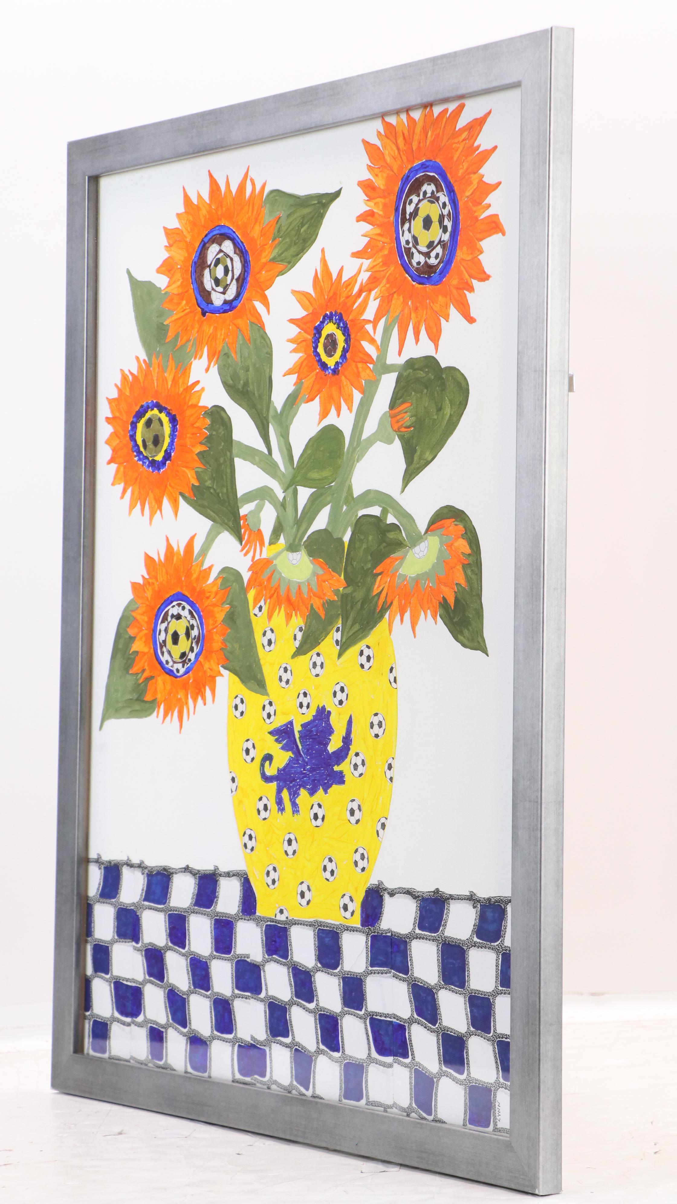 Lynn Elzey Still Life Mixed Media Painting of FC Cincinnati Themed Bouquet