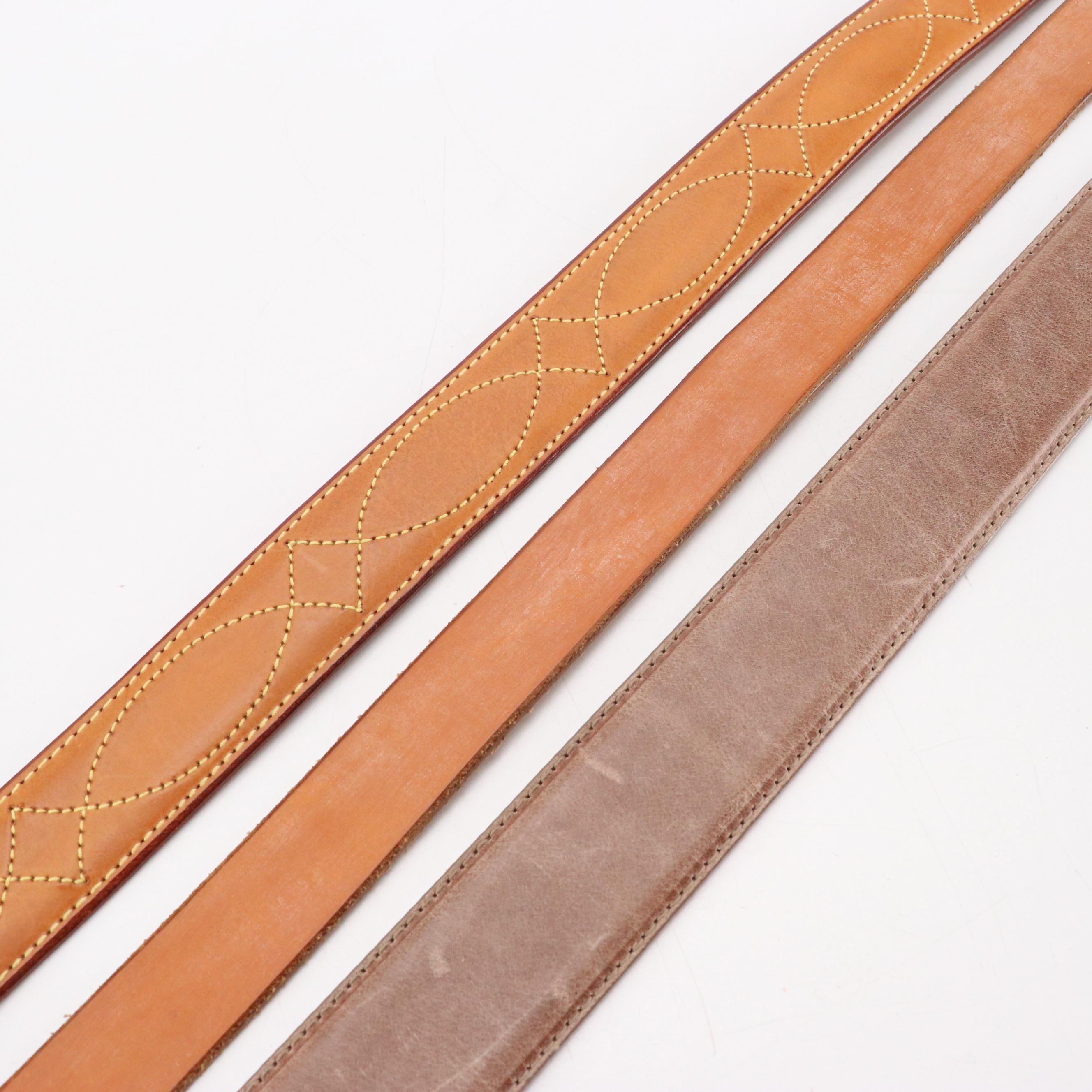 Men's John Cole Crocodile, Cole Haan Lizard and Other Brown Leather Belts