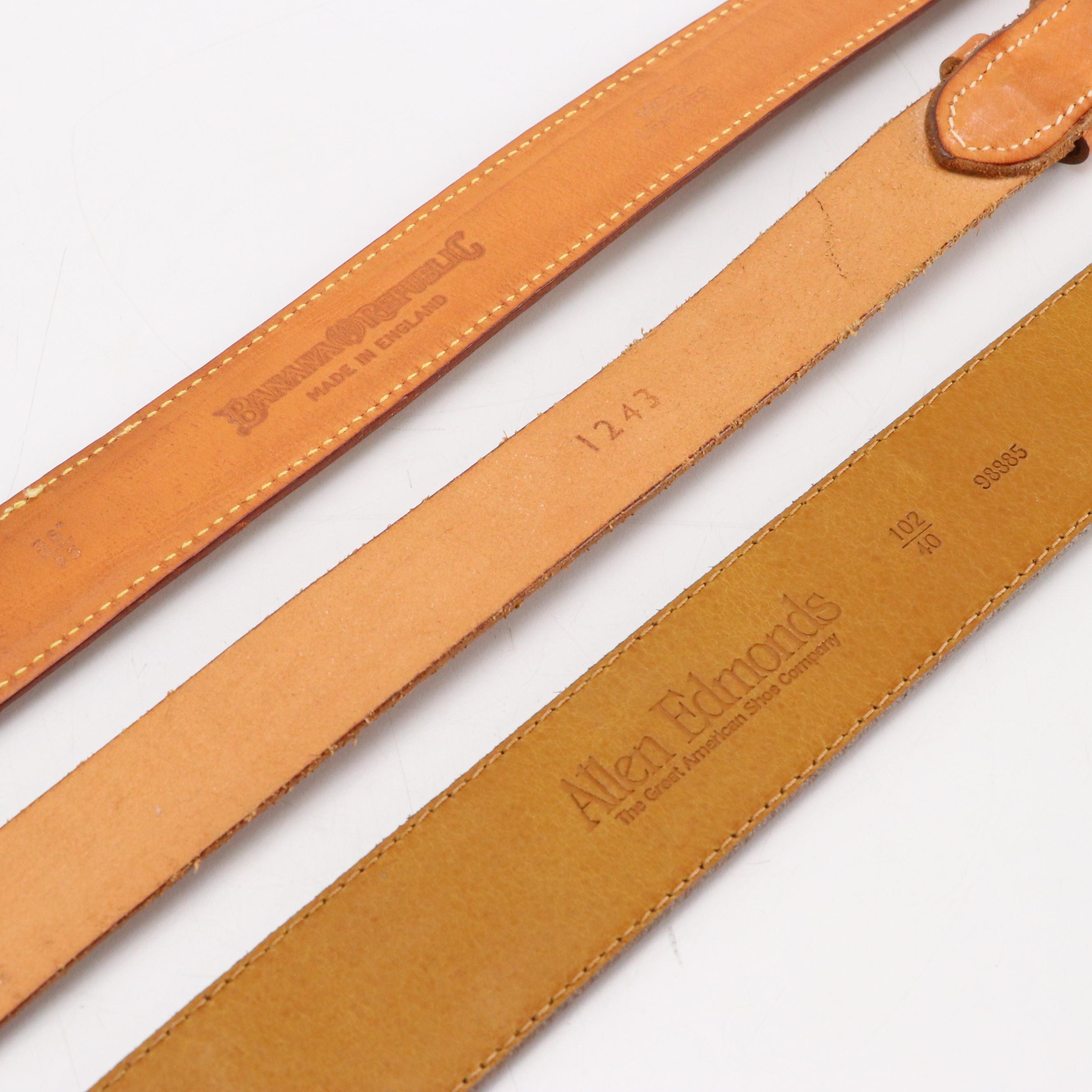 Men's John Cole Crocodile, Cole Haan Lizard and Other Brown Leather Belts