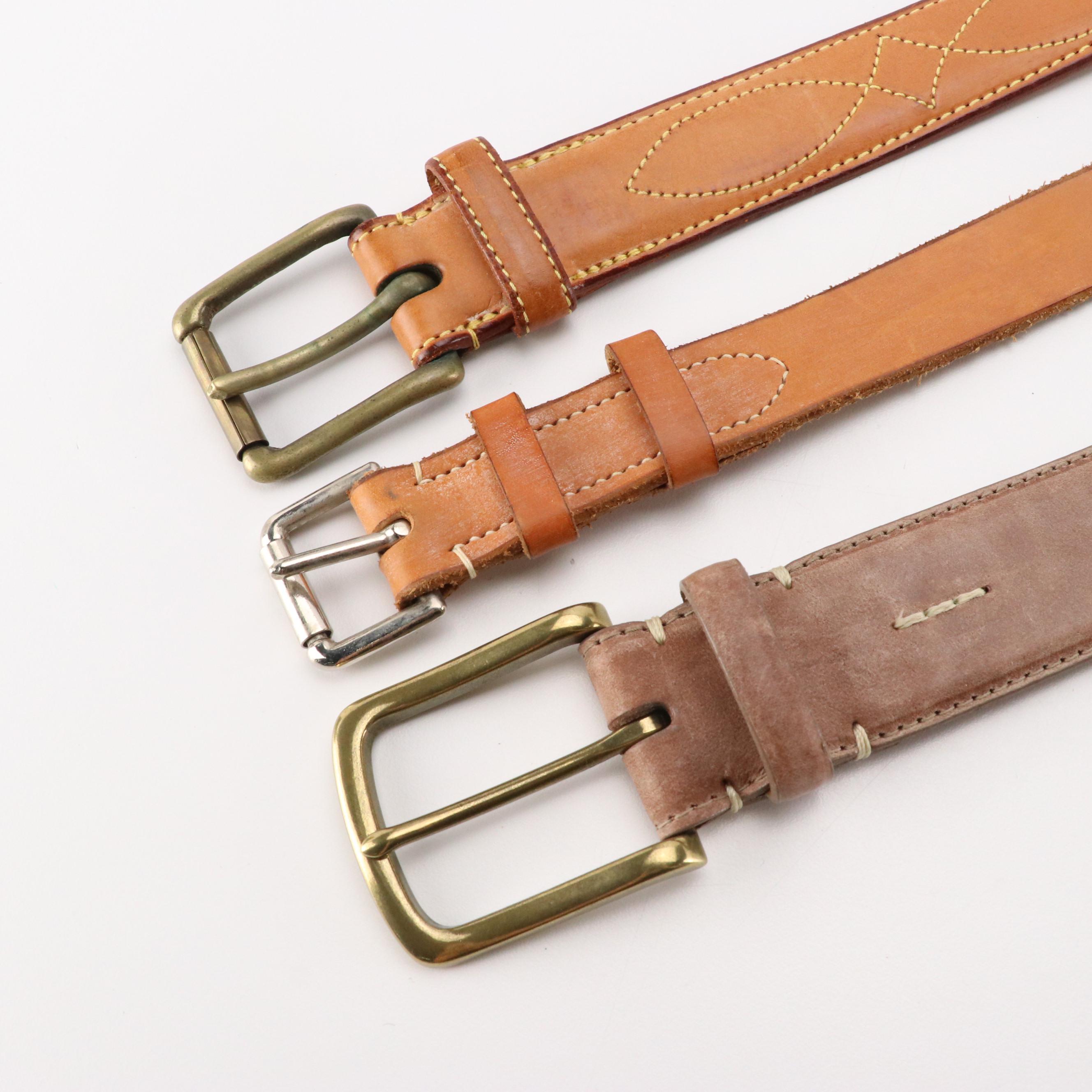 Men's John Cole Crocodile, Cole Haan Lizard and Other Brown Leather Belts