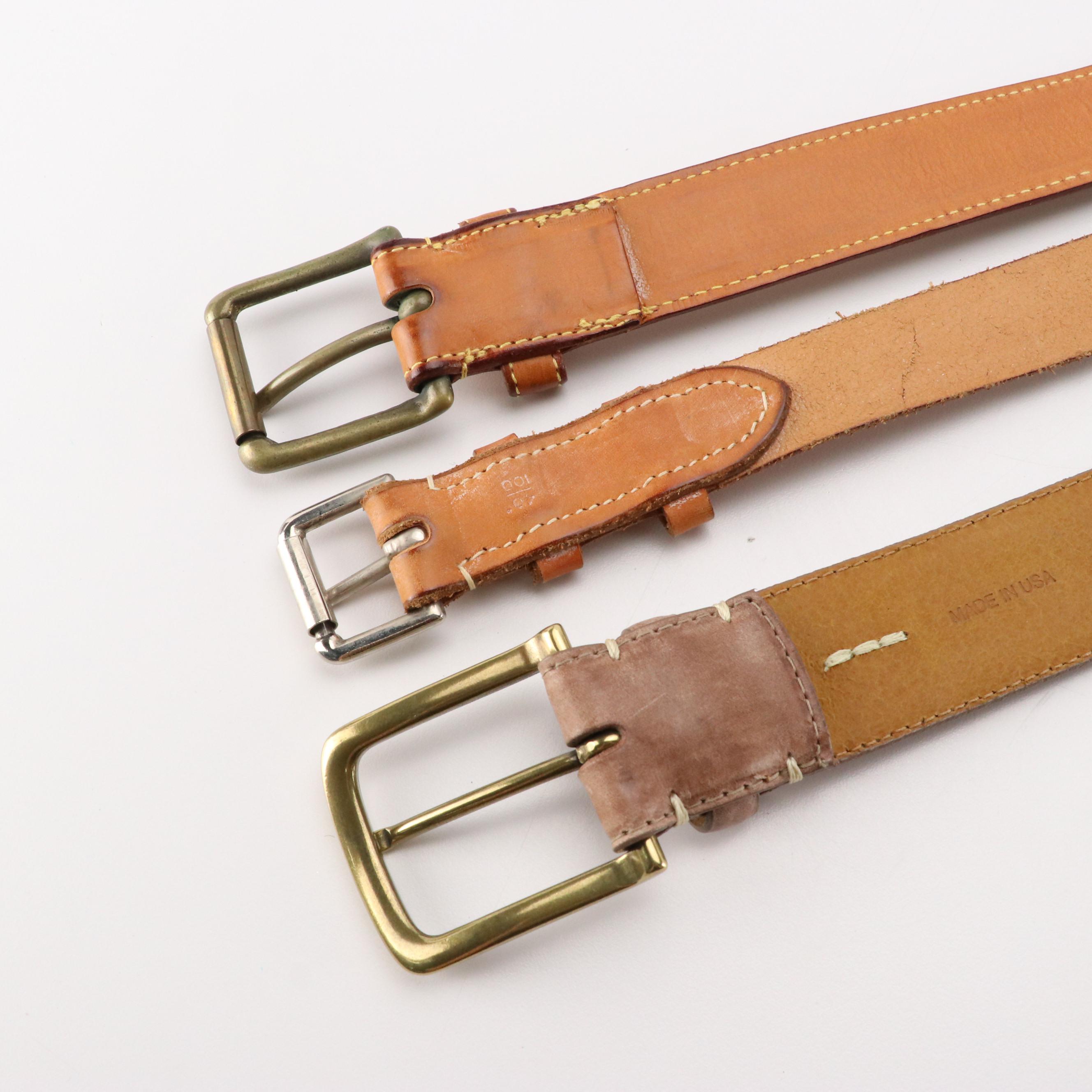 Men's John Cole Crocodile, Cole Haan Lizard and Other Brown Leather Belts