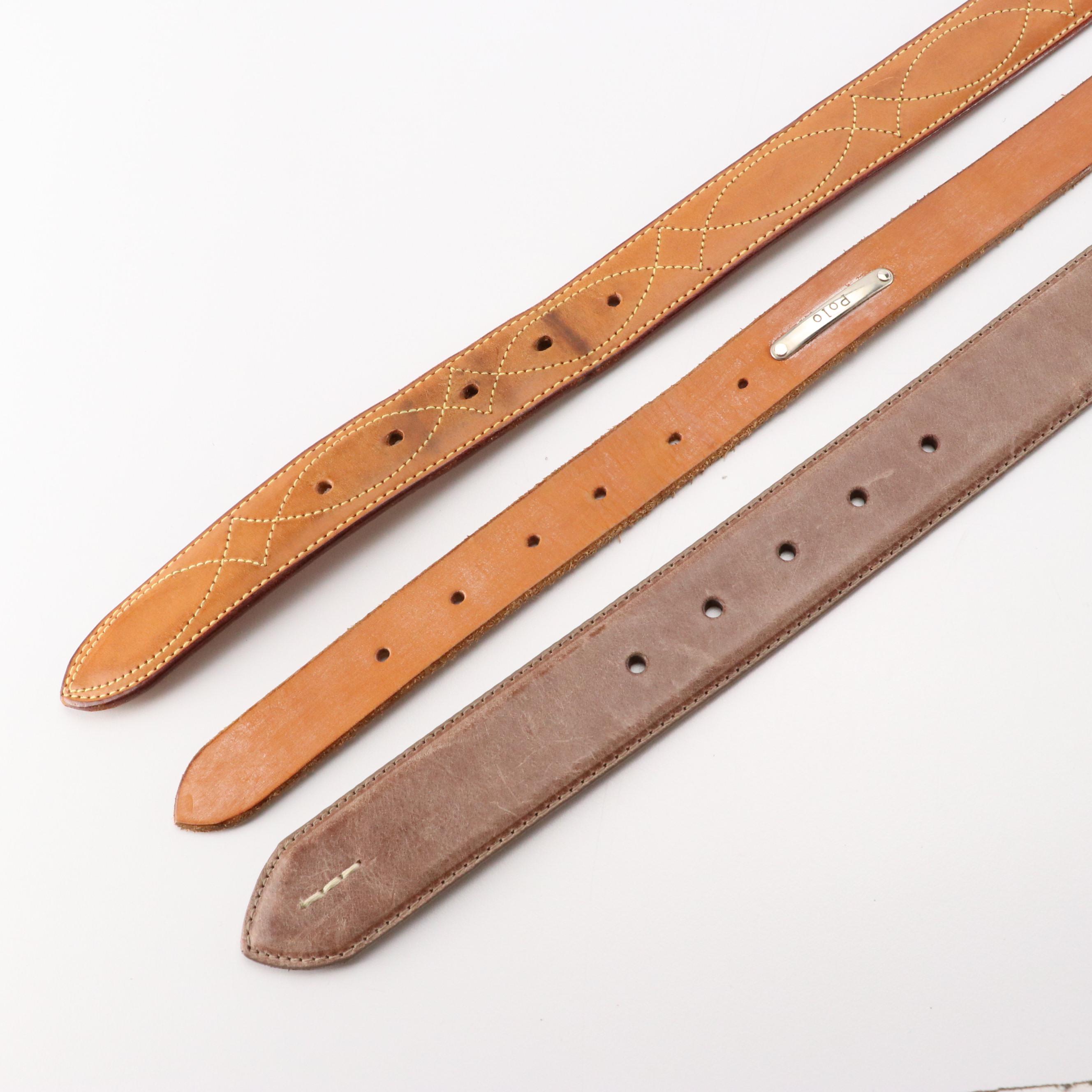 Men's John Cole Crocodile, Cole Haan Lizard and Other Brown Leather Belts