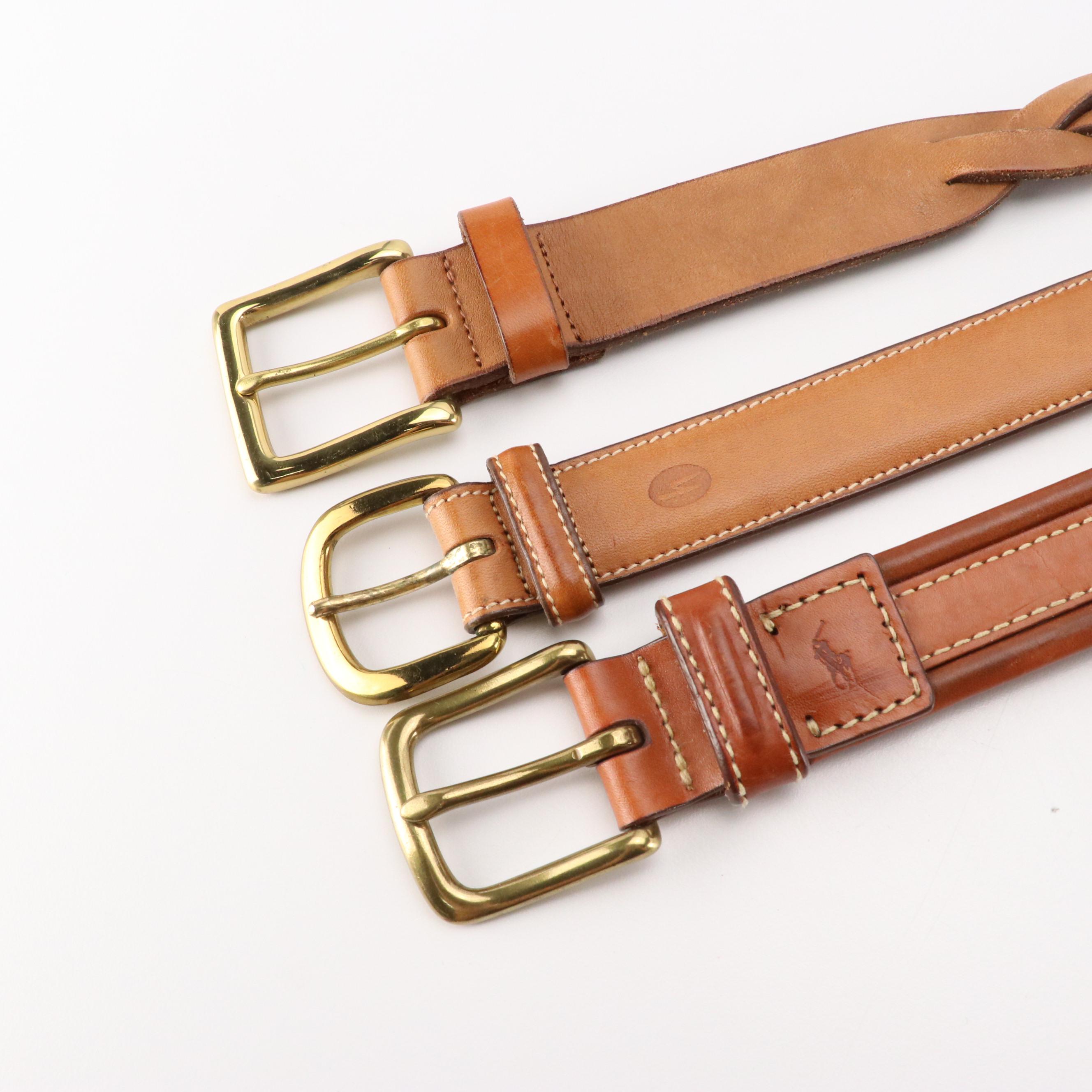 Men's John Cole Crocodile, Cole Haan Lizard and Other Brown Leather Belts