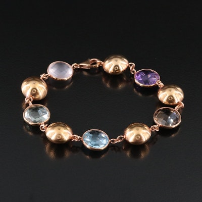 Italian 14K Rose Gold Multi Gemstone Bracelet Italian 14K Rose Gold Multi Gemstone Bracelet