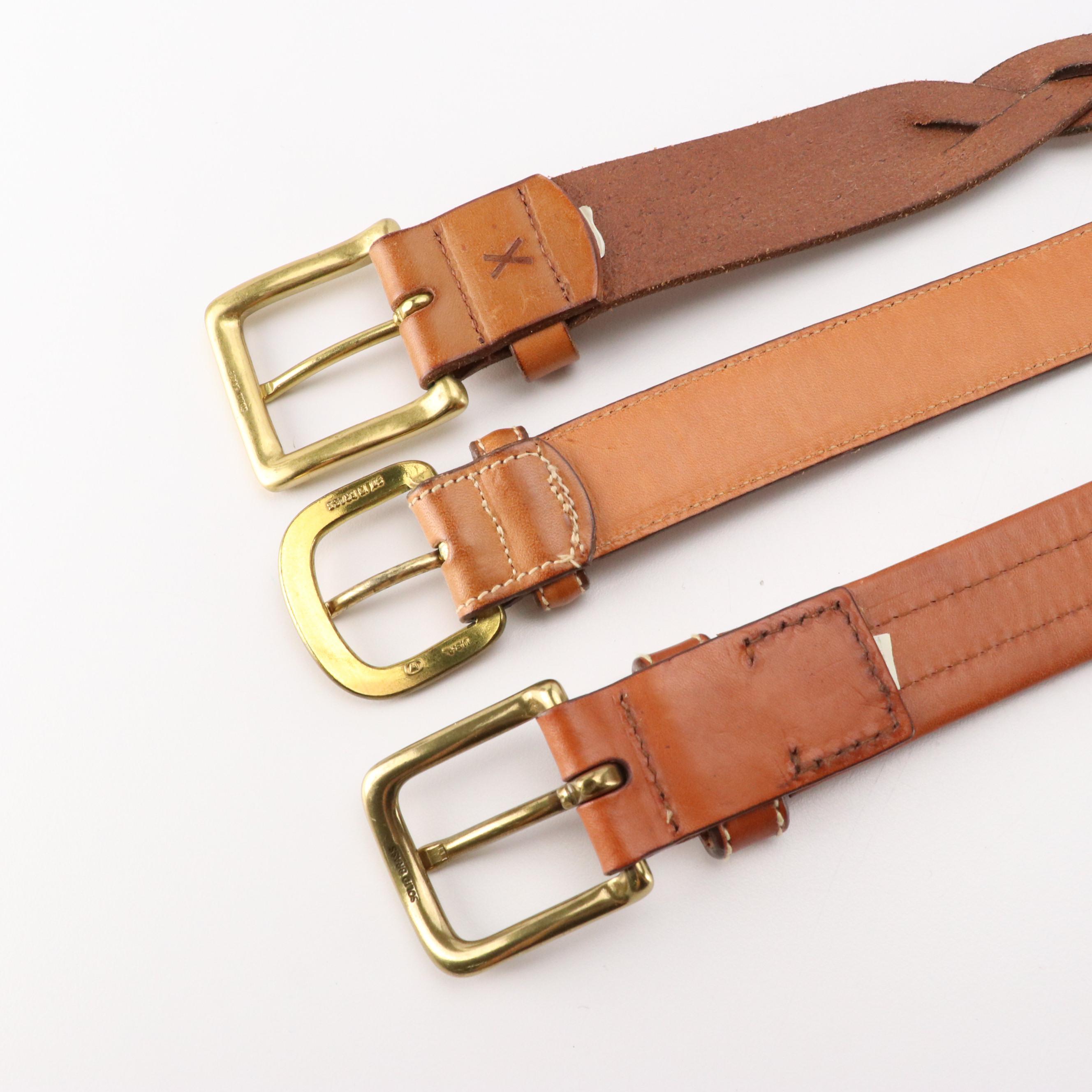 Men's John Cole Crocodile, Cole Haan Lizard and Other Brown Leather Belts