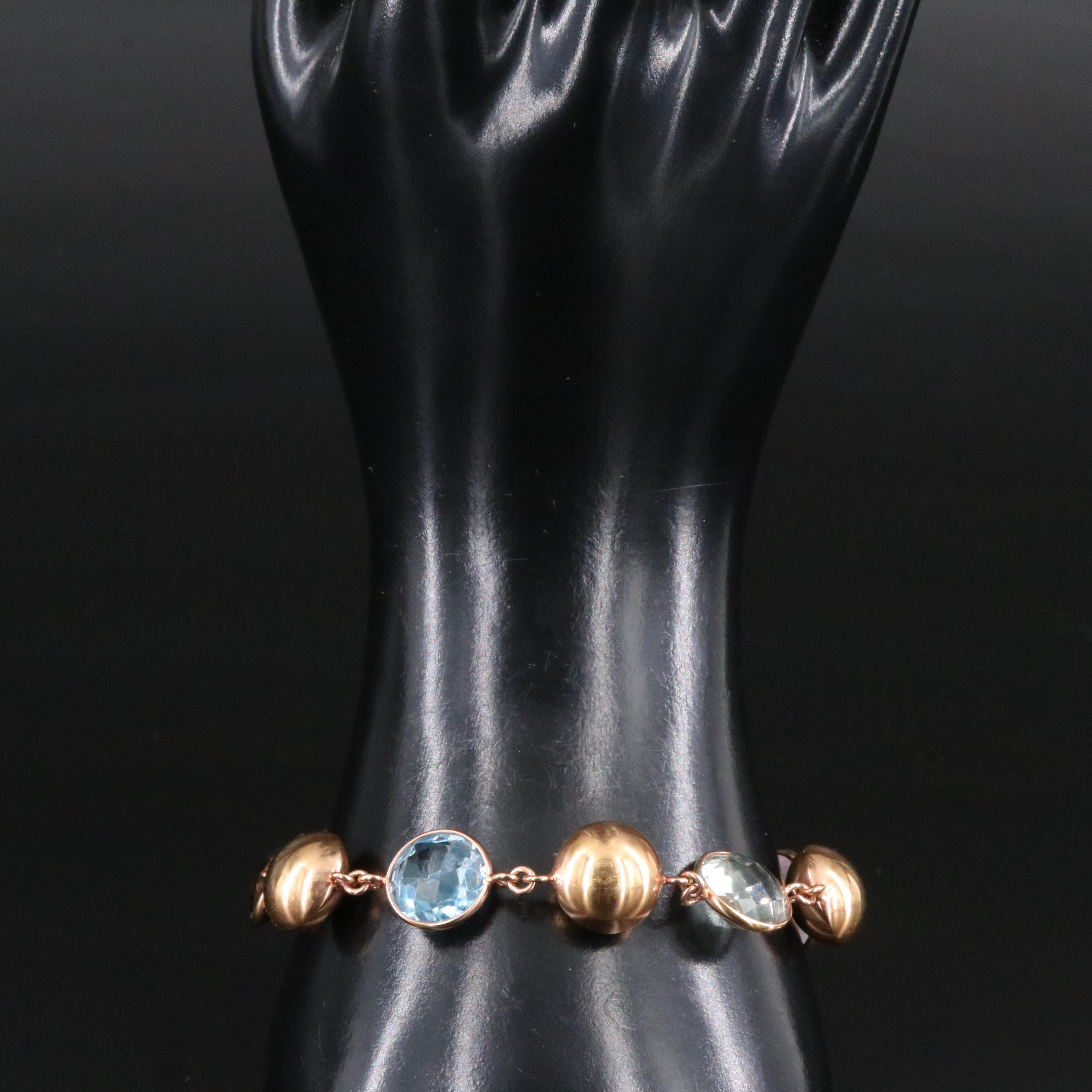 Italian 14K Rose Gold Multi Gemstone Bracelet