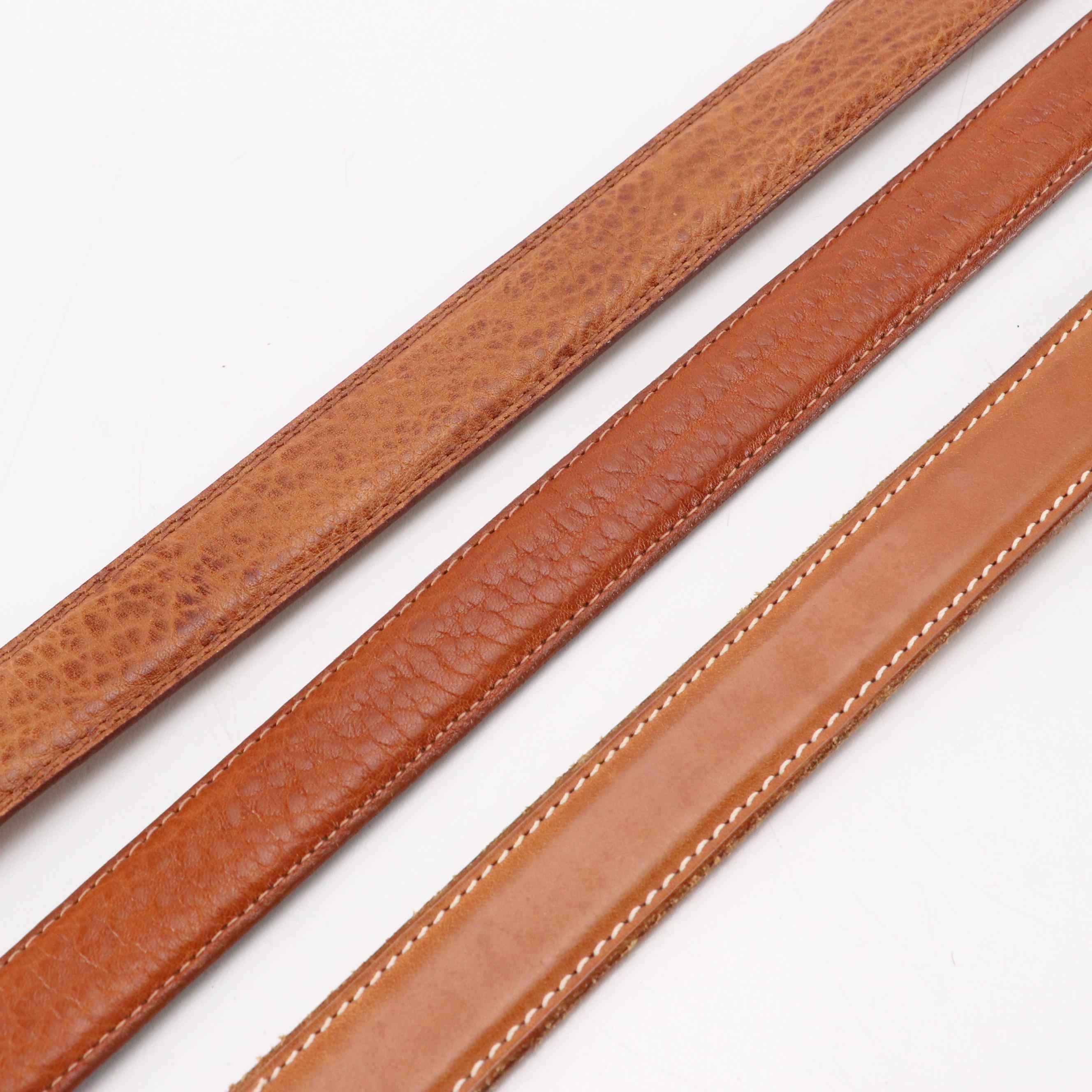 Men's John Cole Crocodile, Cole Haan Lizard and Other Brown Leather Belts