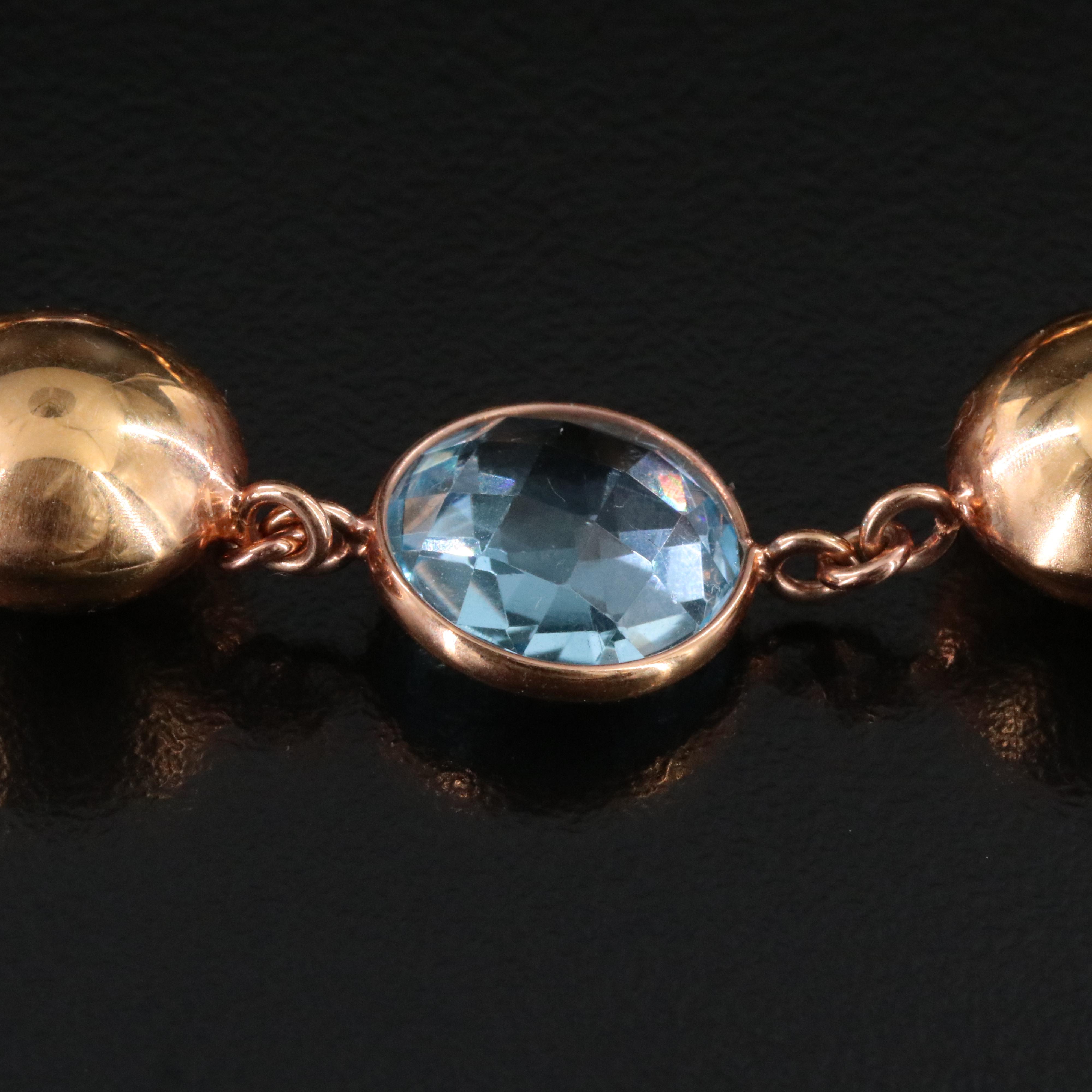 Italian 14K Rose Gold Multi Gemstone Bracelet