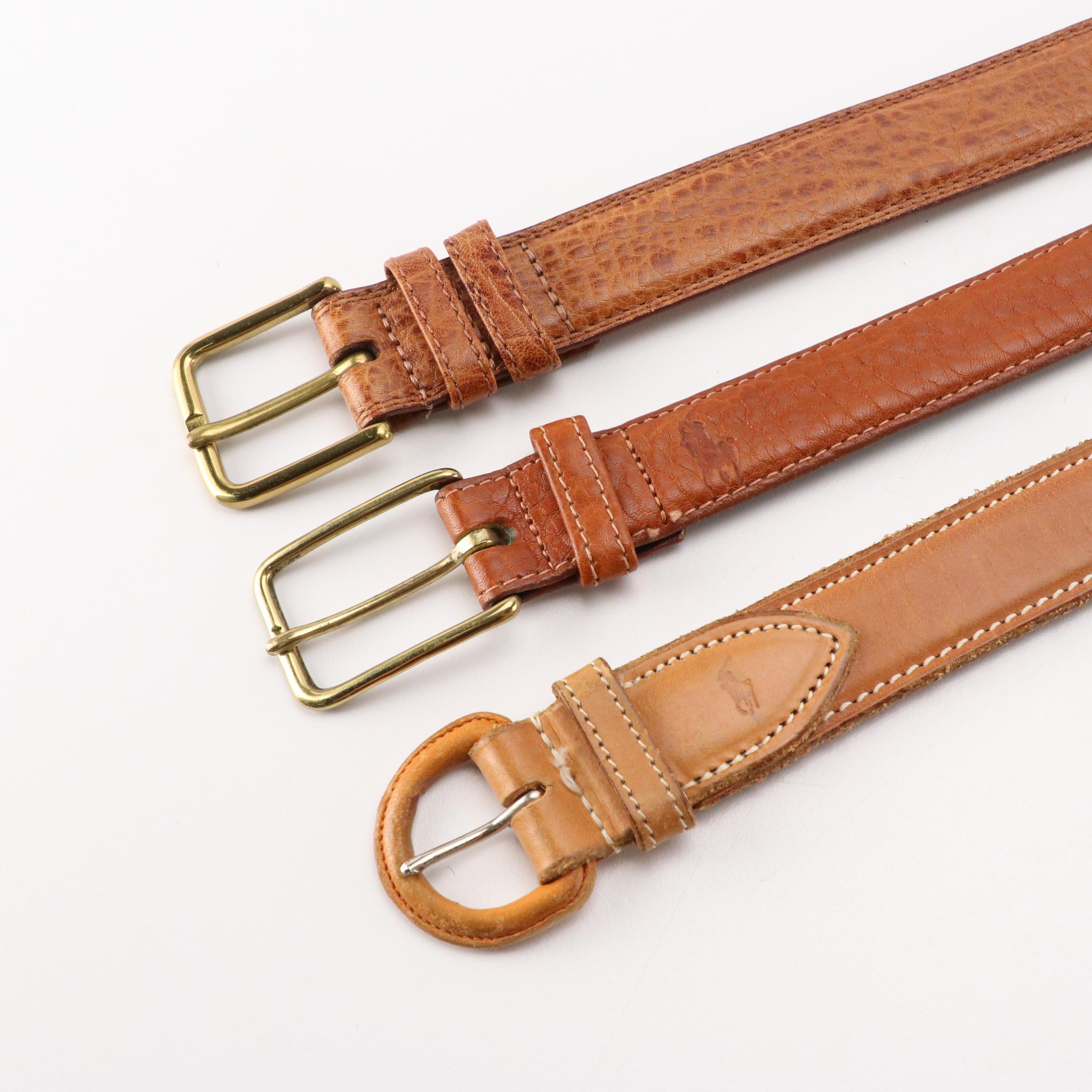 Men's John Cole Crocodile, Cole Haan Lizard and Other Brown Leather Belts