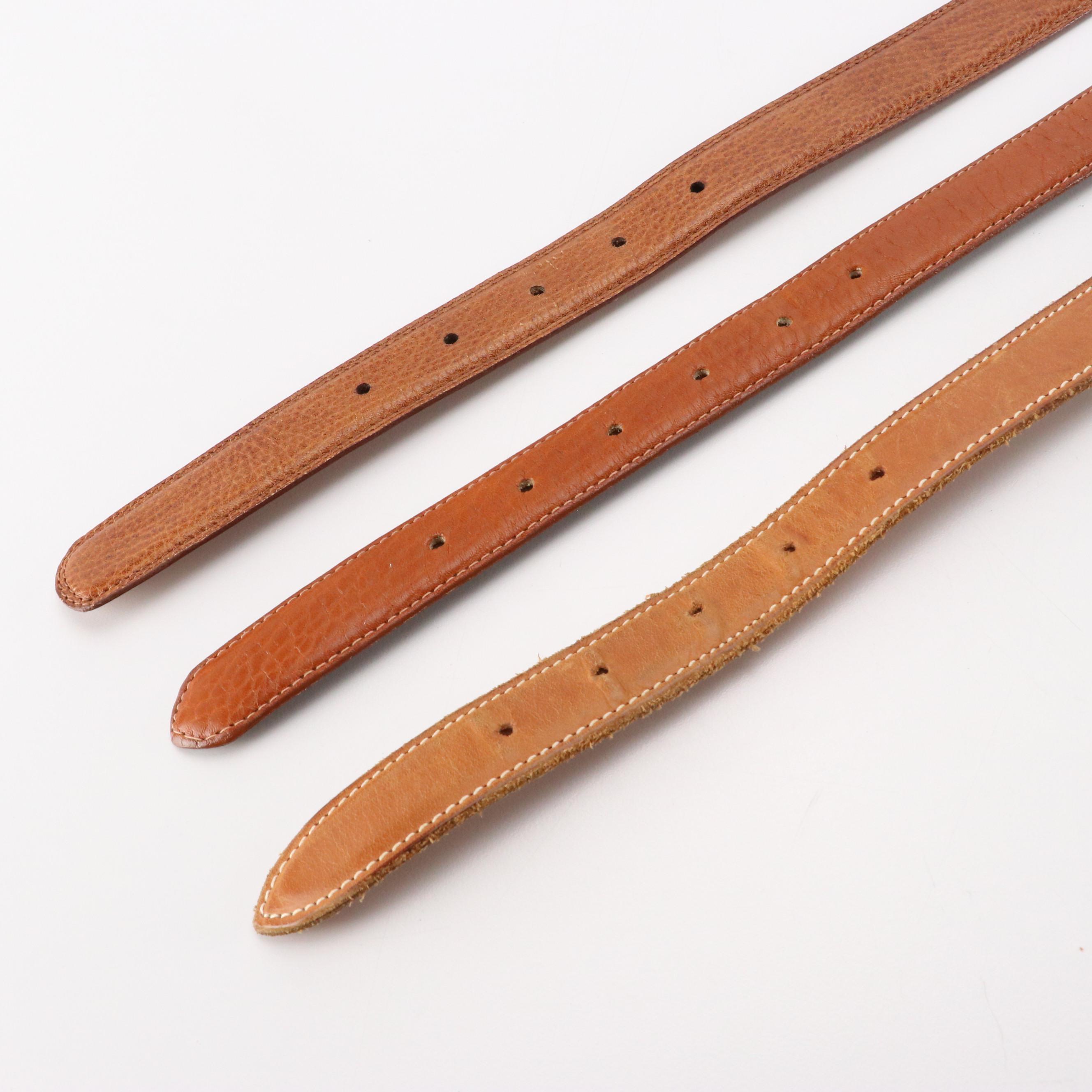 Men's John Cole Crocodile, Cole Haan Lizard and Other Brown Leather Belts