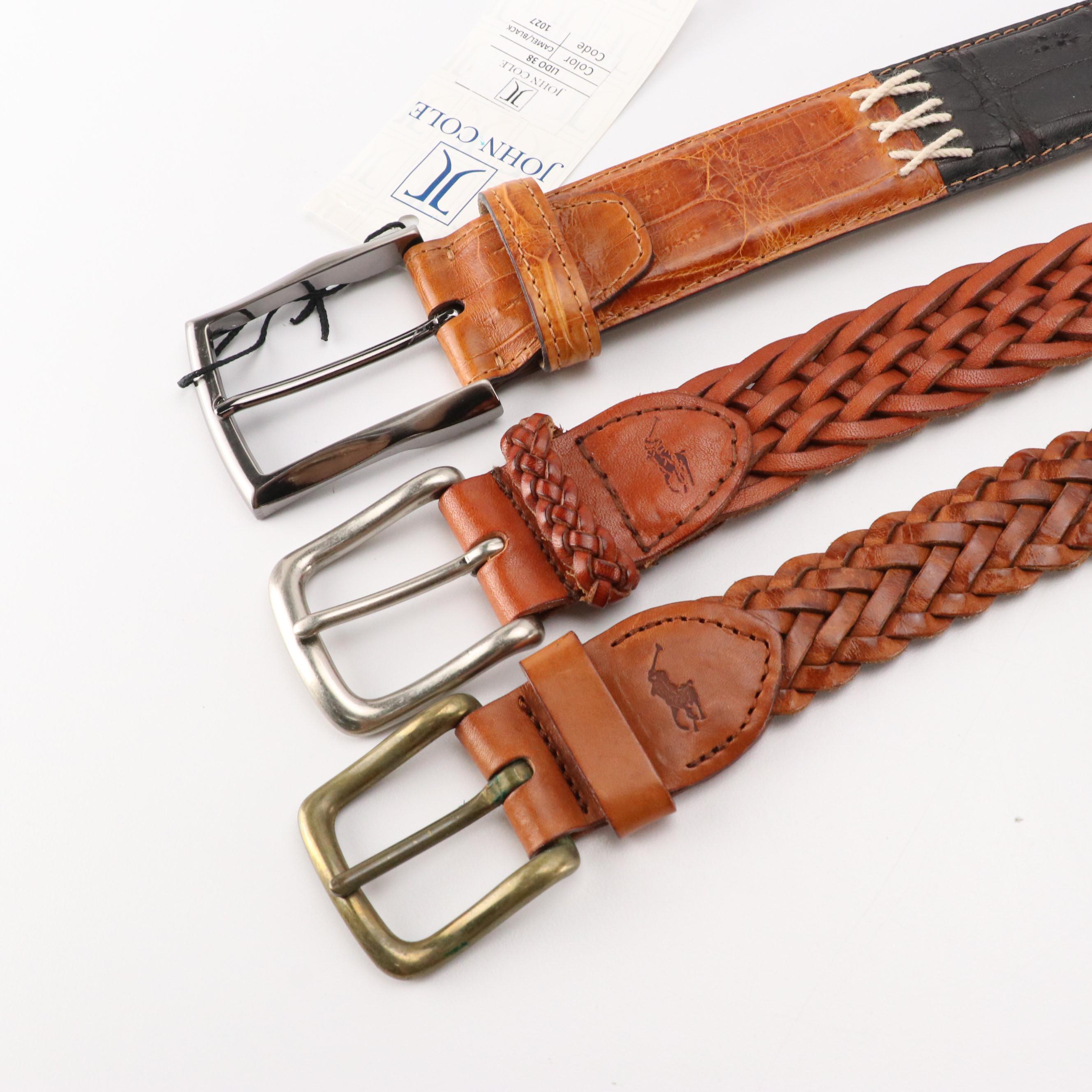 Men's John Cole Crocodile, Cole Haan Lizard and Other Brown Leather Belts