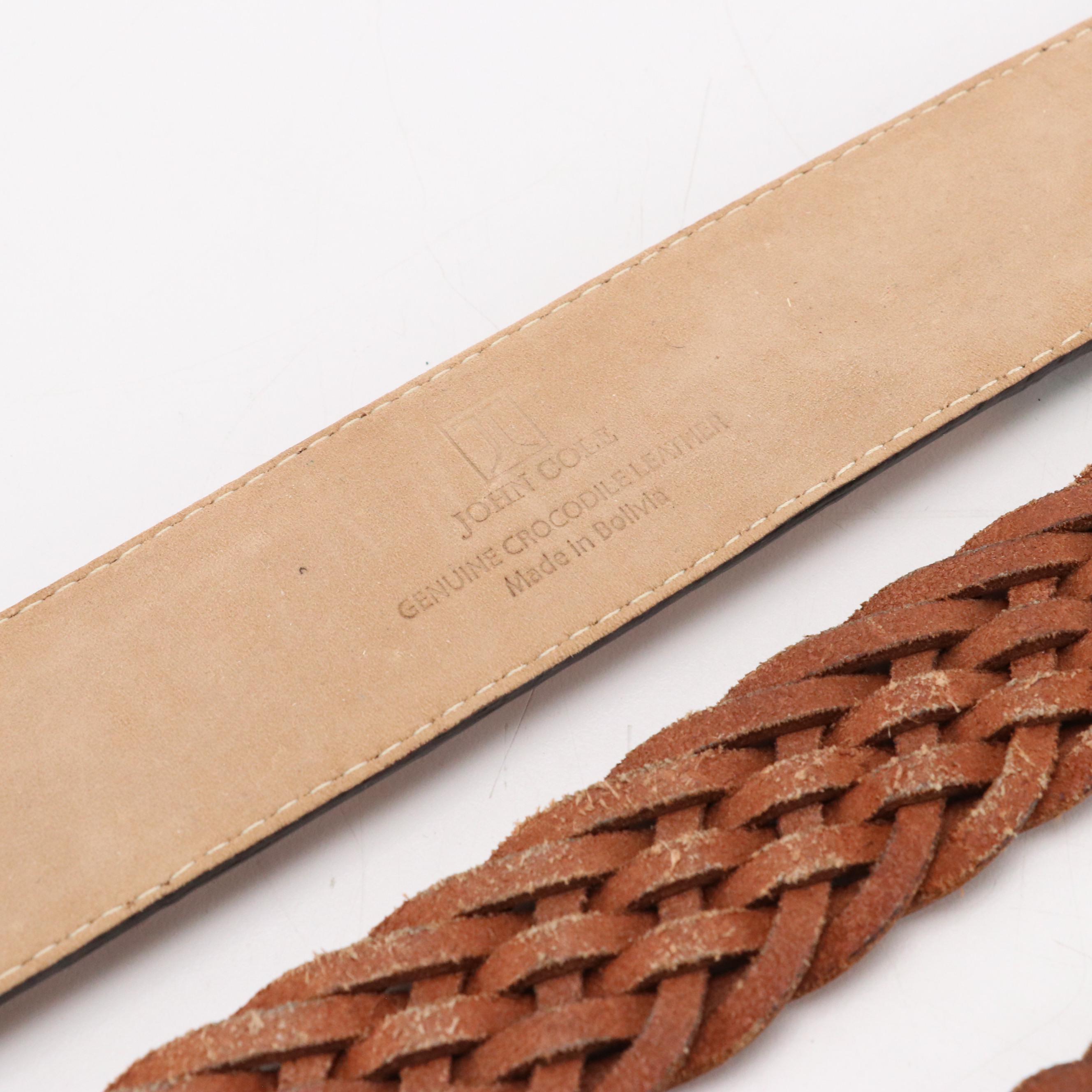 Men's John Cole Crocodile, Cole Haan Lizard and Other Brown Leather Belts