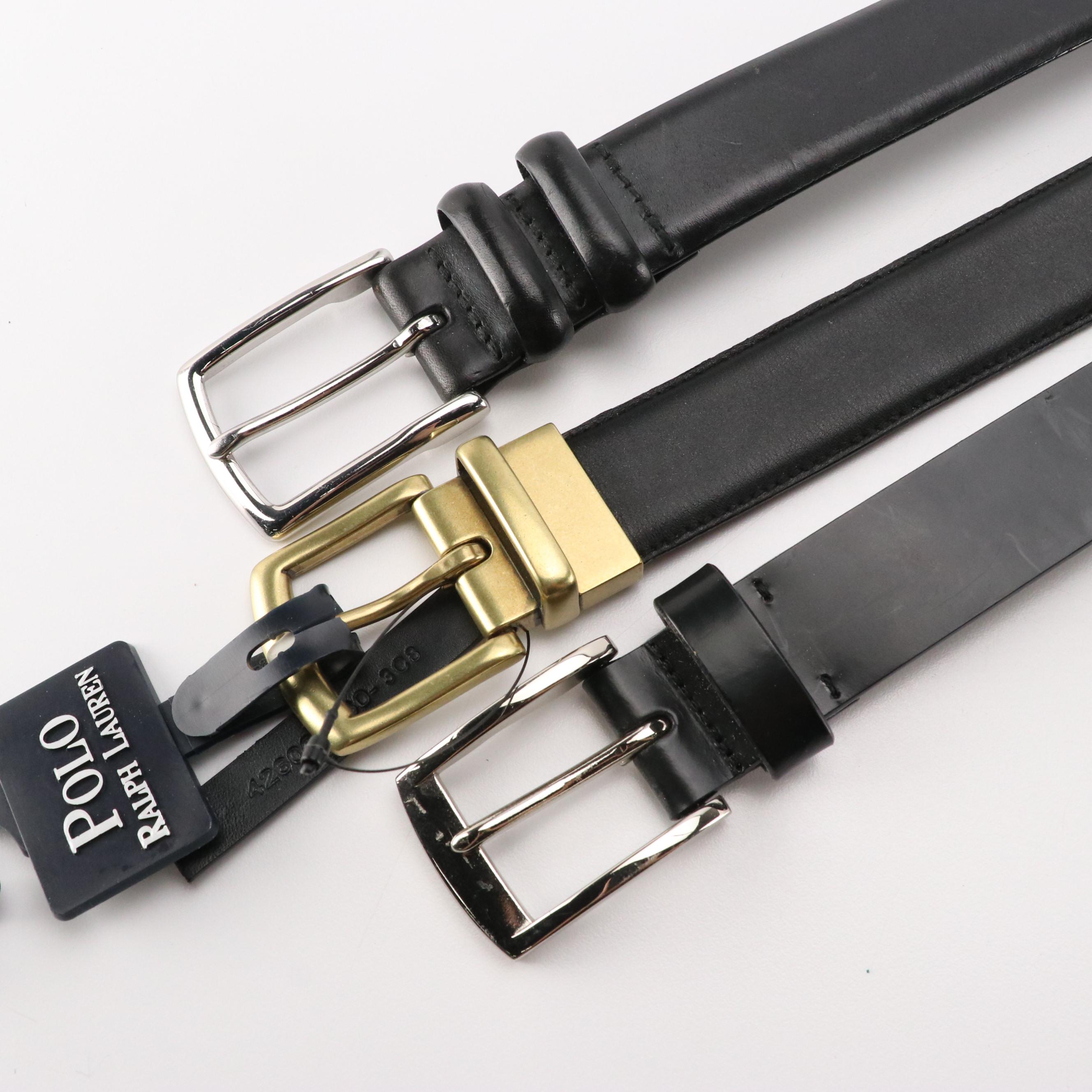 Men's Polo Ralph Lauren, L'Aiglon, Coach and Other Black Leather Belts