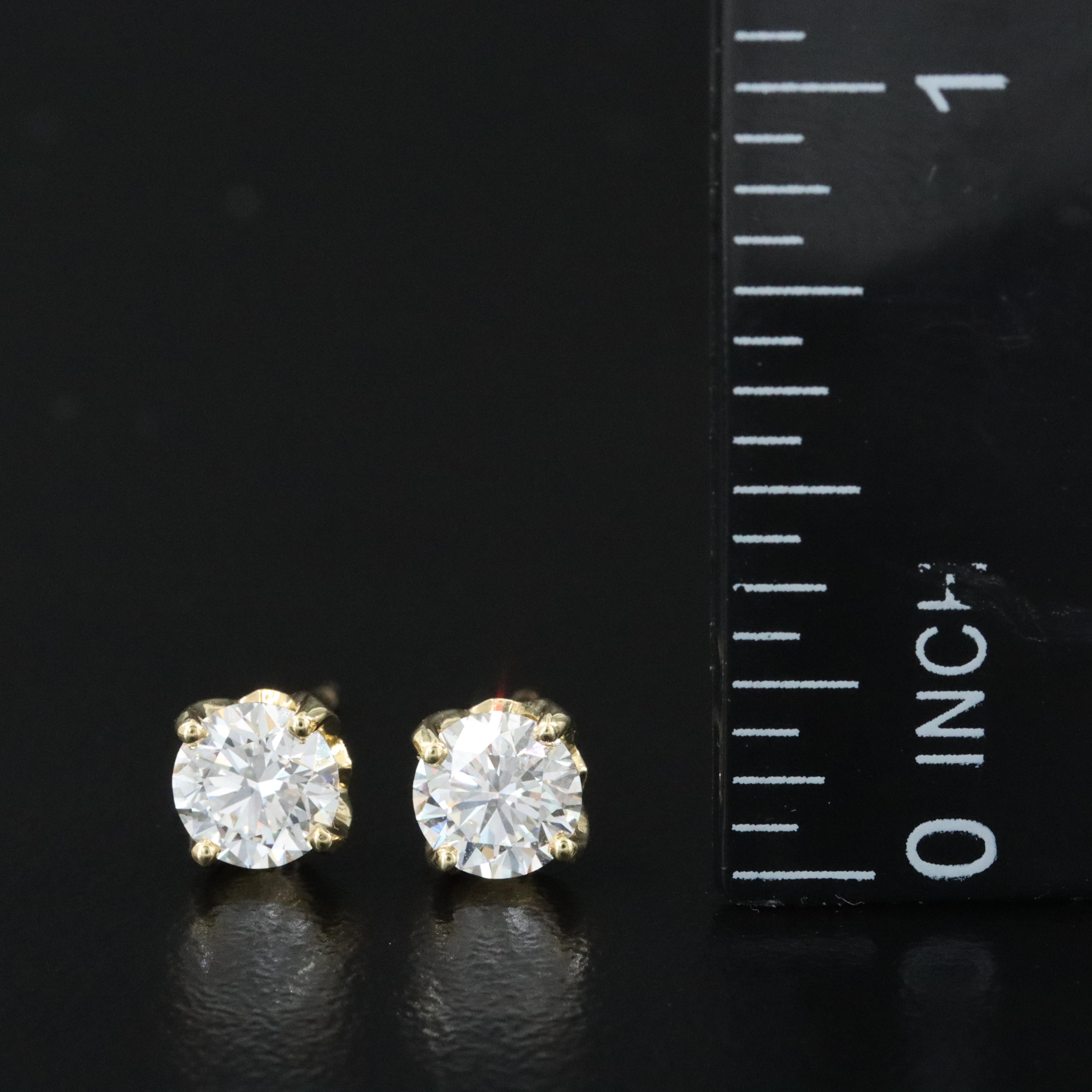 18K 1.10 CTW Lab Grown Diamond Stud Earrings with IGI Online Reports