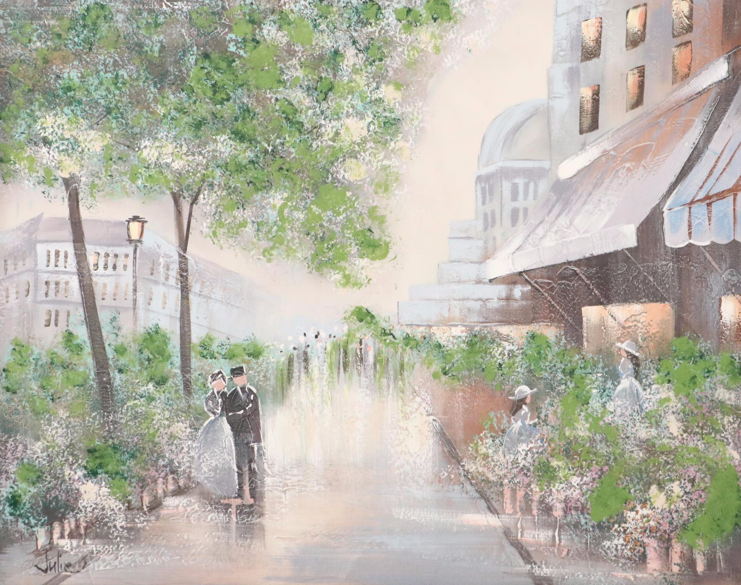 Acrylic Painting of Parisian Street Scene