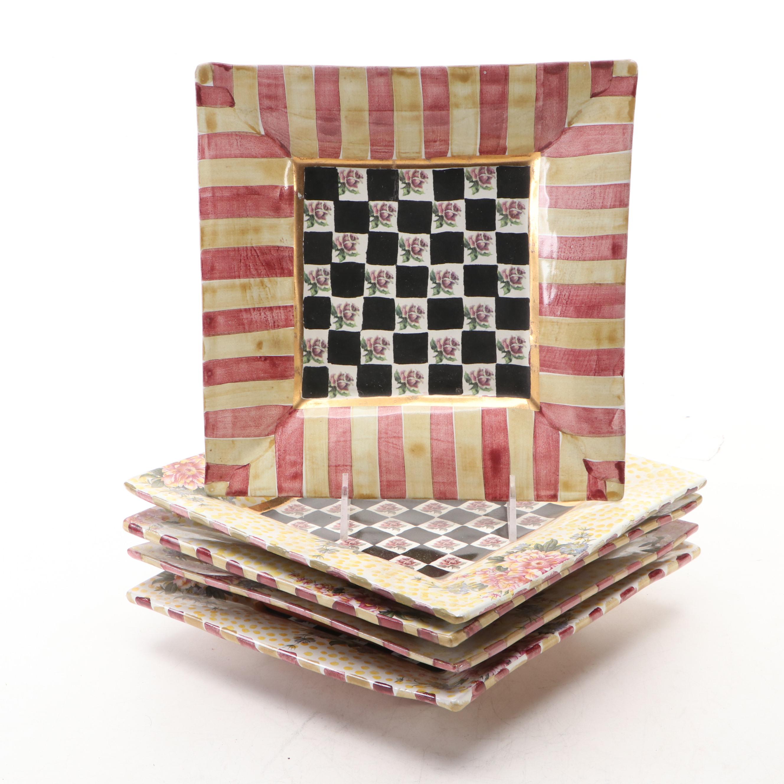 MacKenize-Childs "Torquay Buttercup" with "Torquay Kelp Urchin" Plates and Bowl