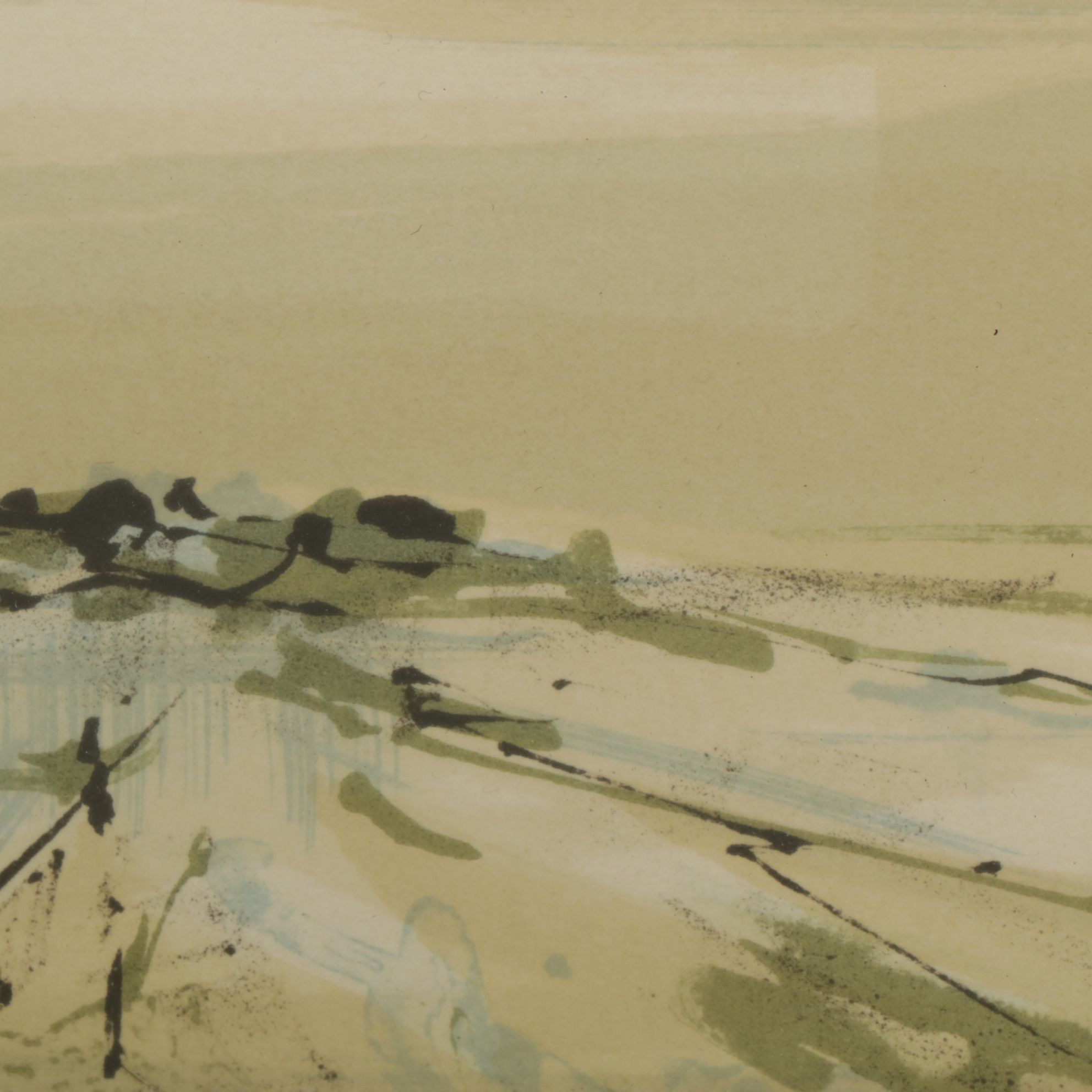 Claude Casati Seafoam Green Monochrome "Seascape" Chromolithograph, 1972