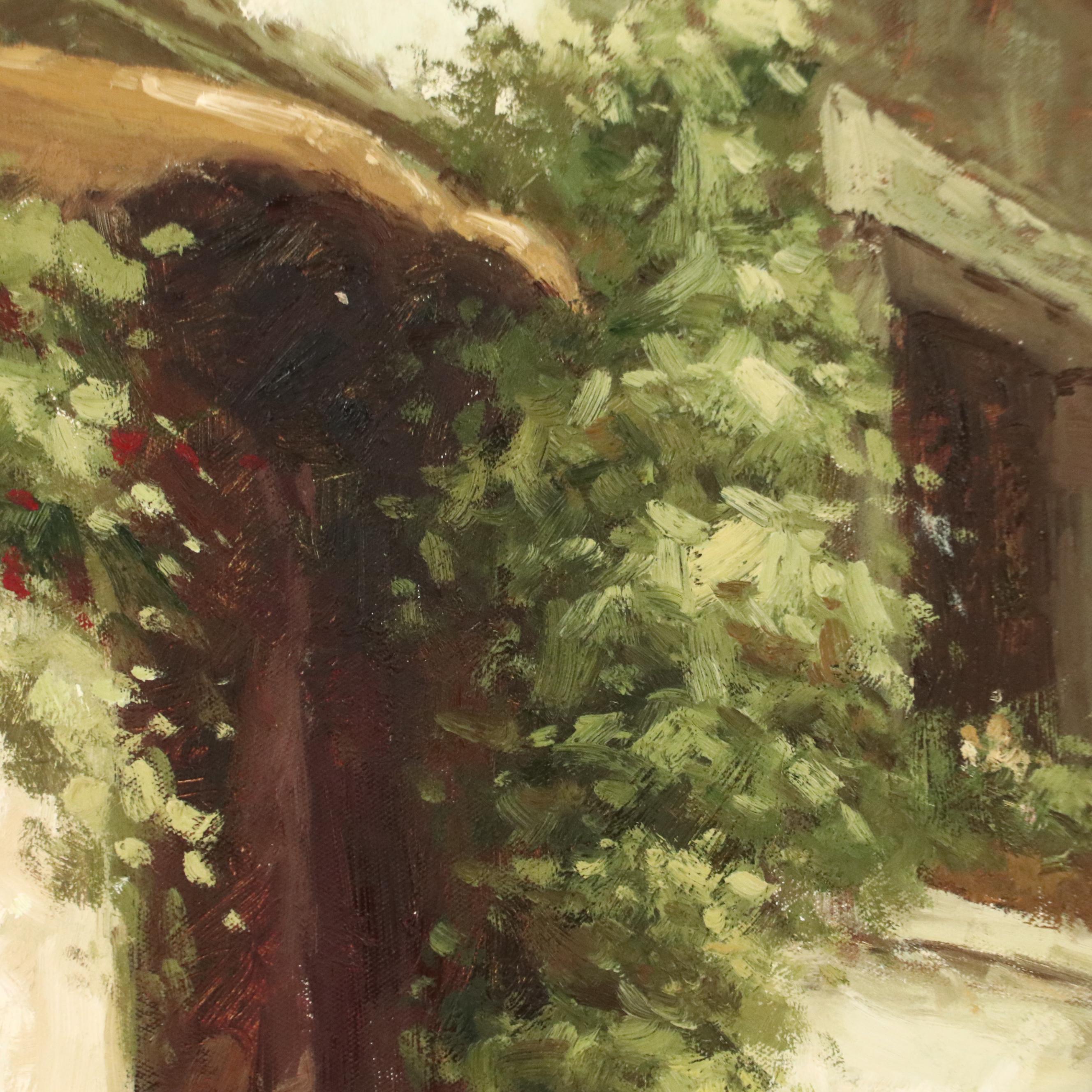 Oil Painting of Tuscan Courtyard, Circa 2010