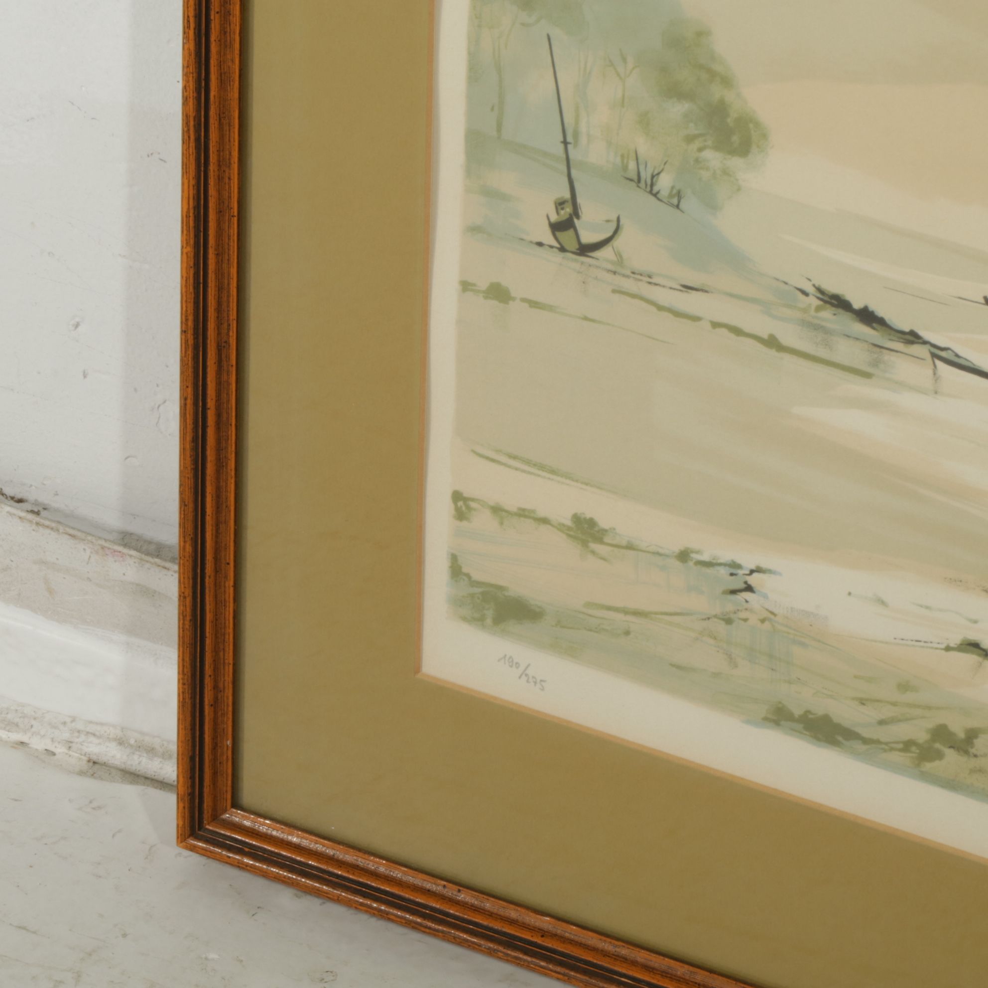 Claude Casati Seafoam Green Monochrome "Seascape" Chromolithograph, 1972