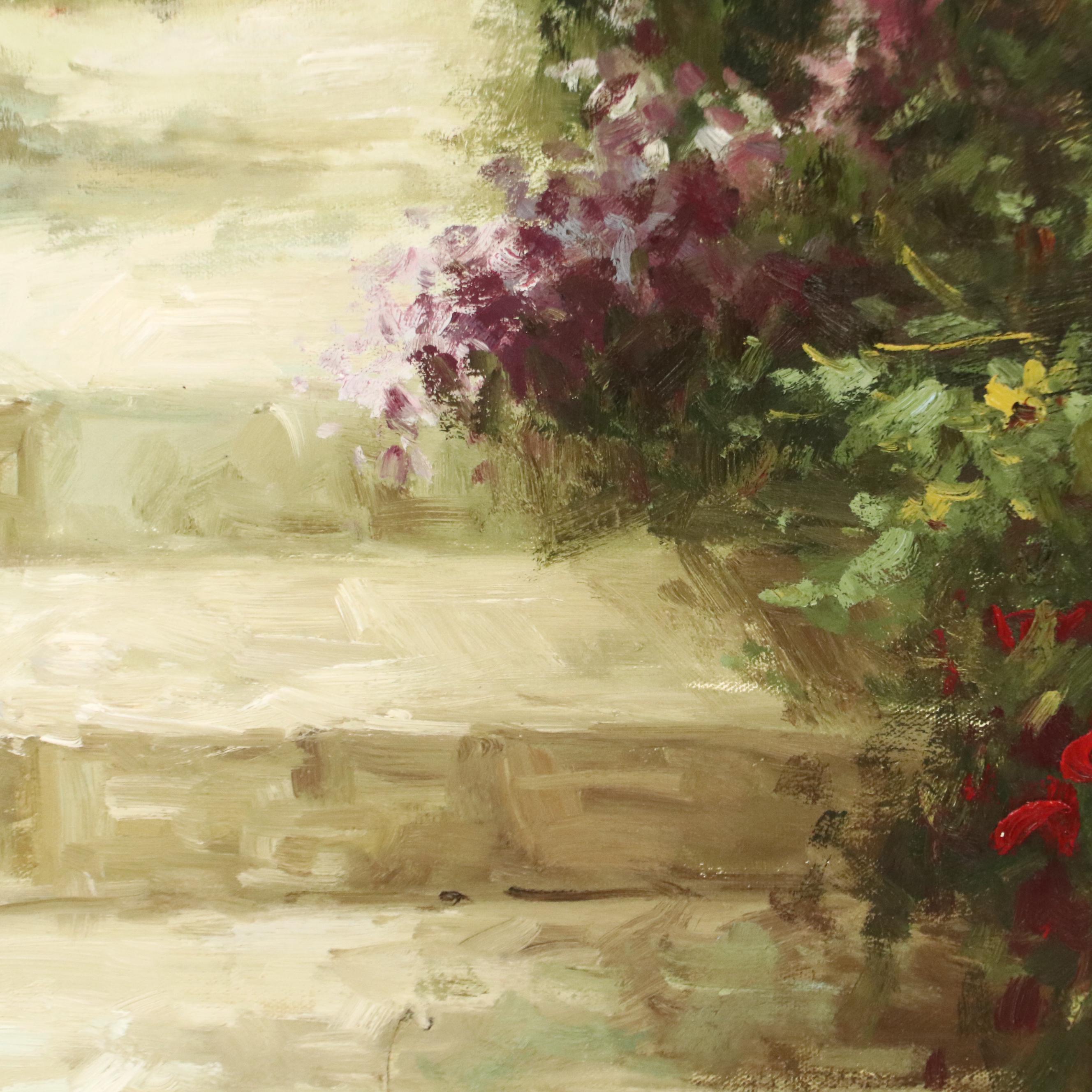 Oil Painting of Tuscan Courtyard, Circa 2010