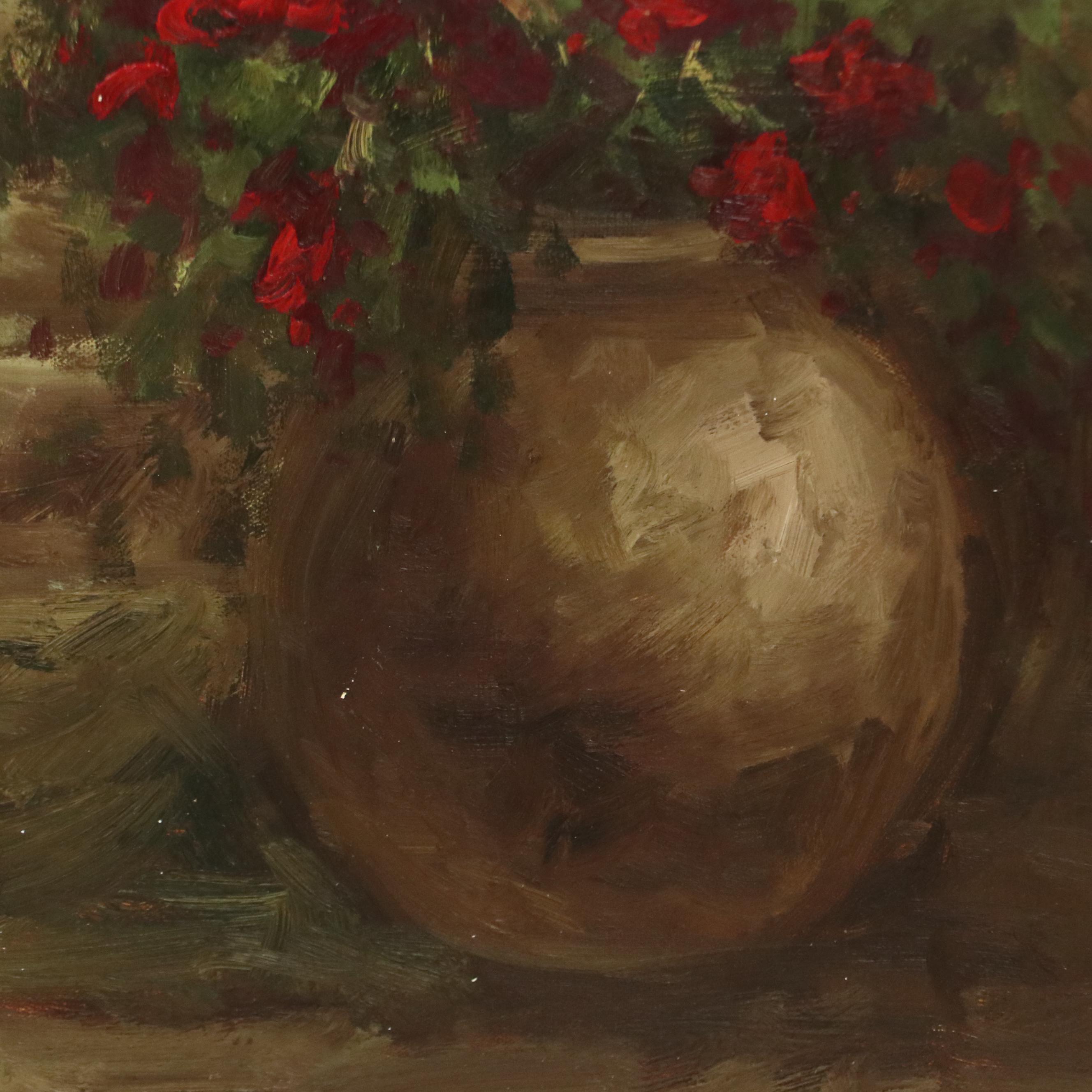 Oil Painting of Tuscan Courtyard, Circa 2010